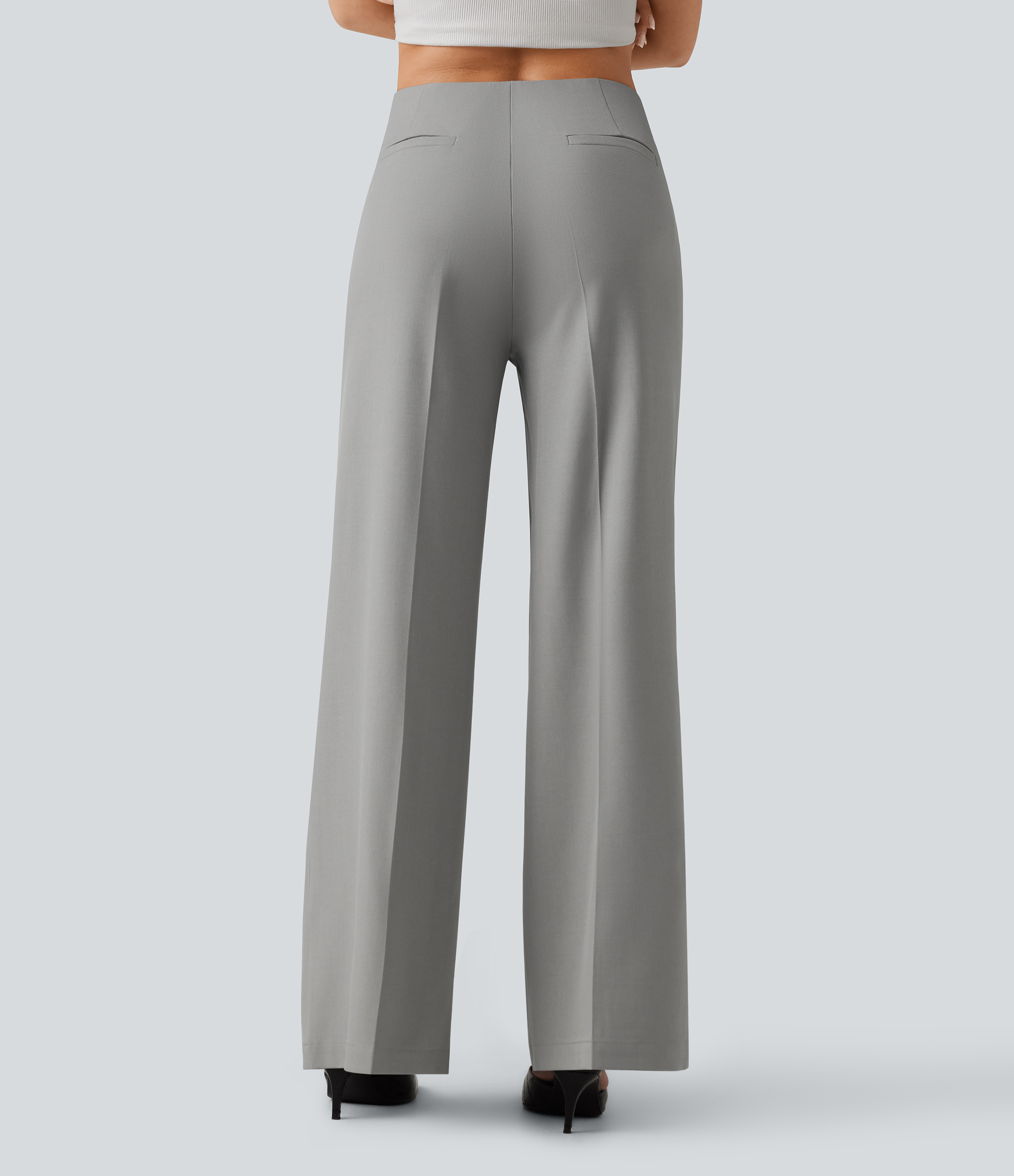 Drizzle Low Rise Wide Leg Baggy Work Tailored Pants with Pockets / 2