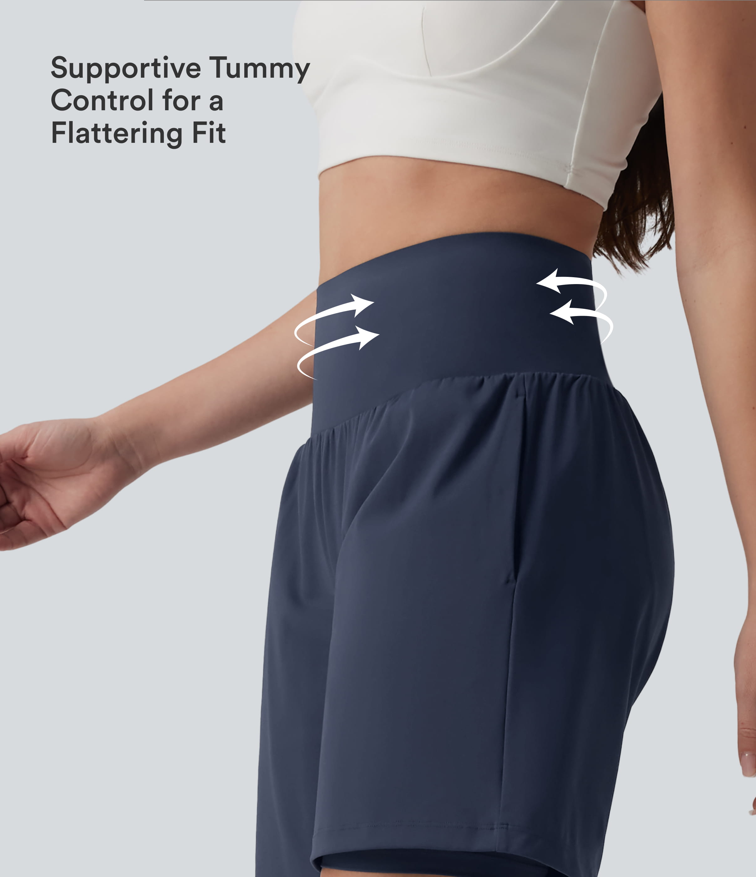 Mood Indigo SoftlyZero™ Airy Super High Waisted Tummy Control 2-in-1 InstantCool Yoga Shorts 7" with Pockets / 2