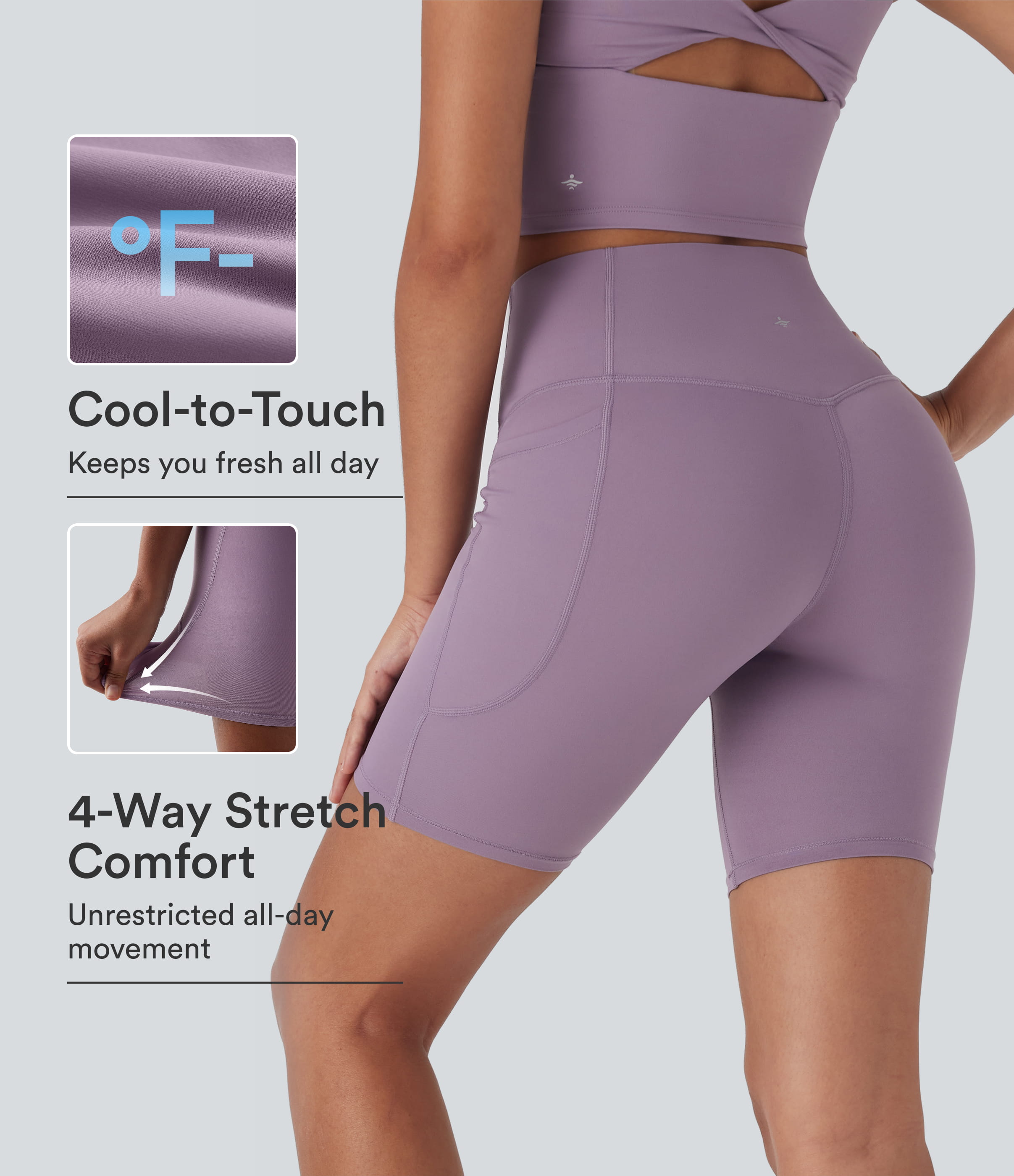 Halara UltraSculpt™ Cool Quick Dry High Waisted Tummy Control Shaping Yoga Biker Shorts 7'' with Pockets-UPF50+