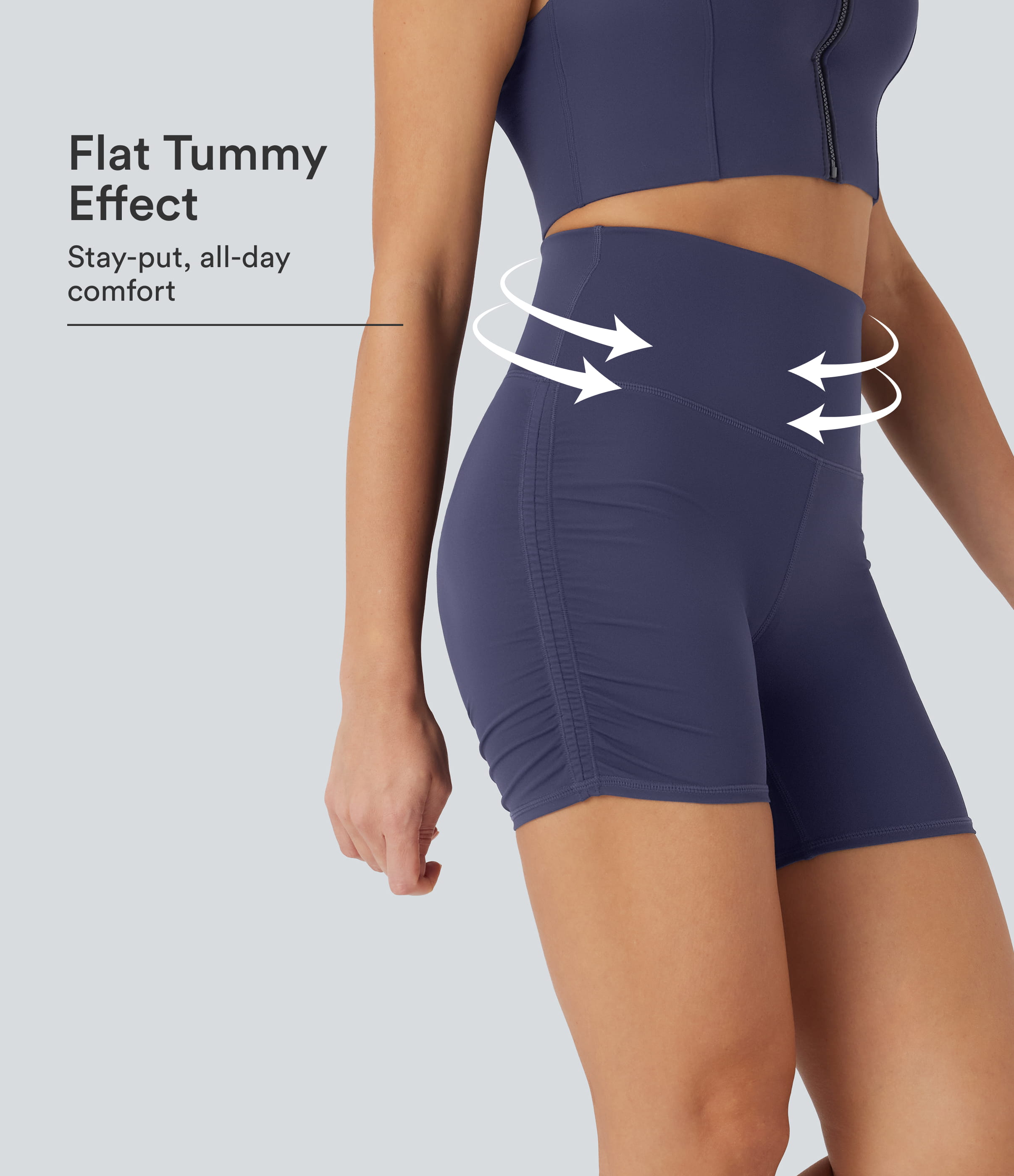 SoftlyZero™ QuickDry High-Waisted Tummy-Control Ruched Running Biker Shorts 5''