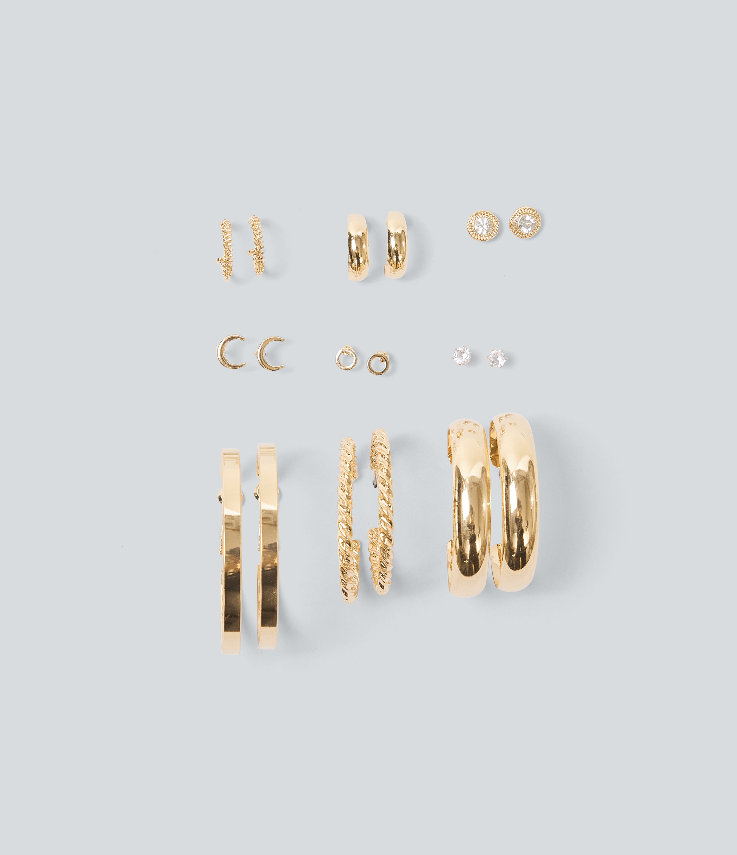 Gold 9 Pairs Alloy Earrings Set / 2