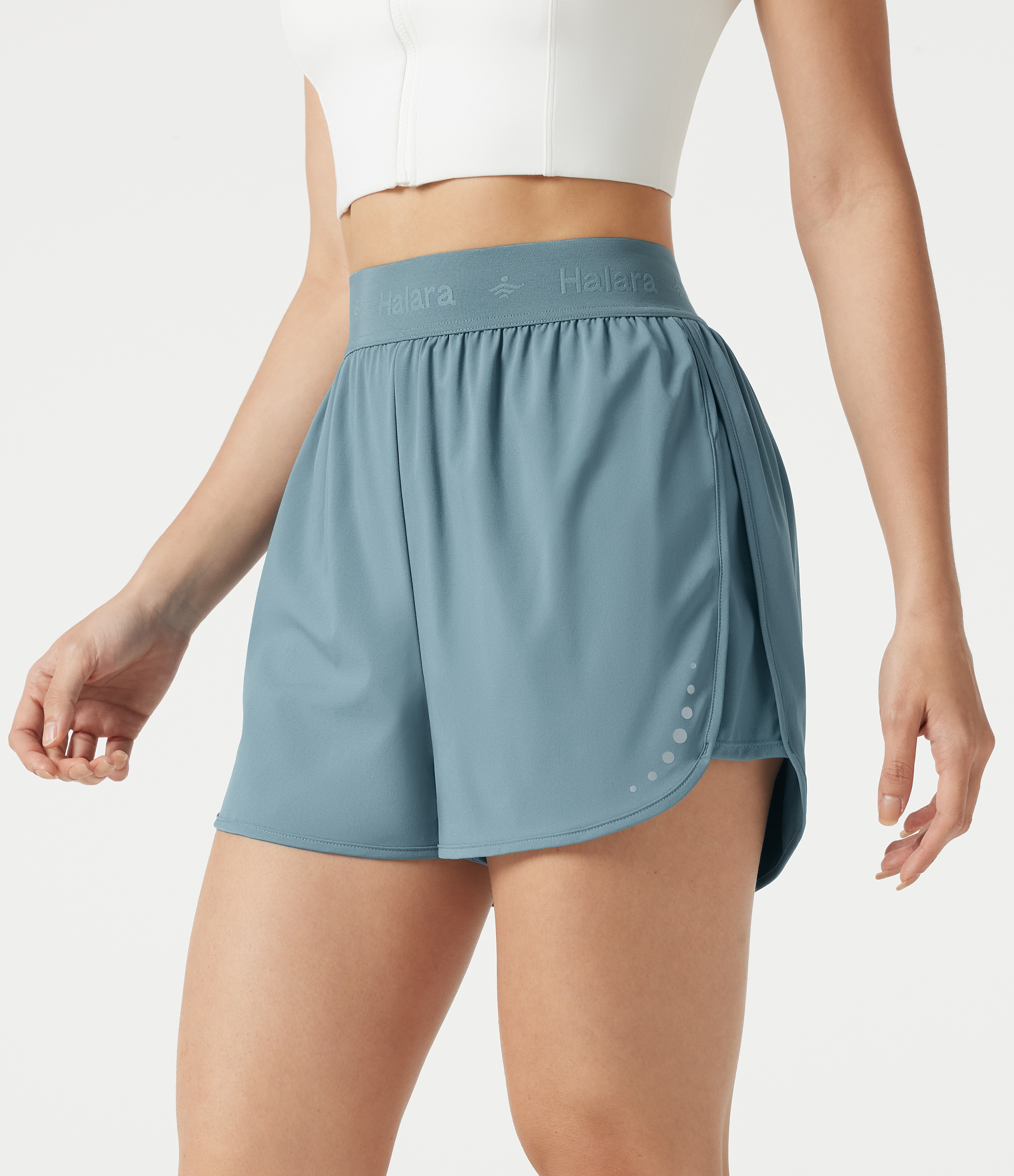 Breezeful™ High Waisted Contrast Mesh 2-in-1 Quick Dry Workout Shorts 3'' with Pockets