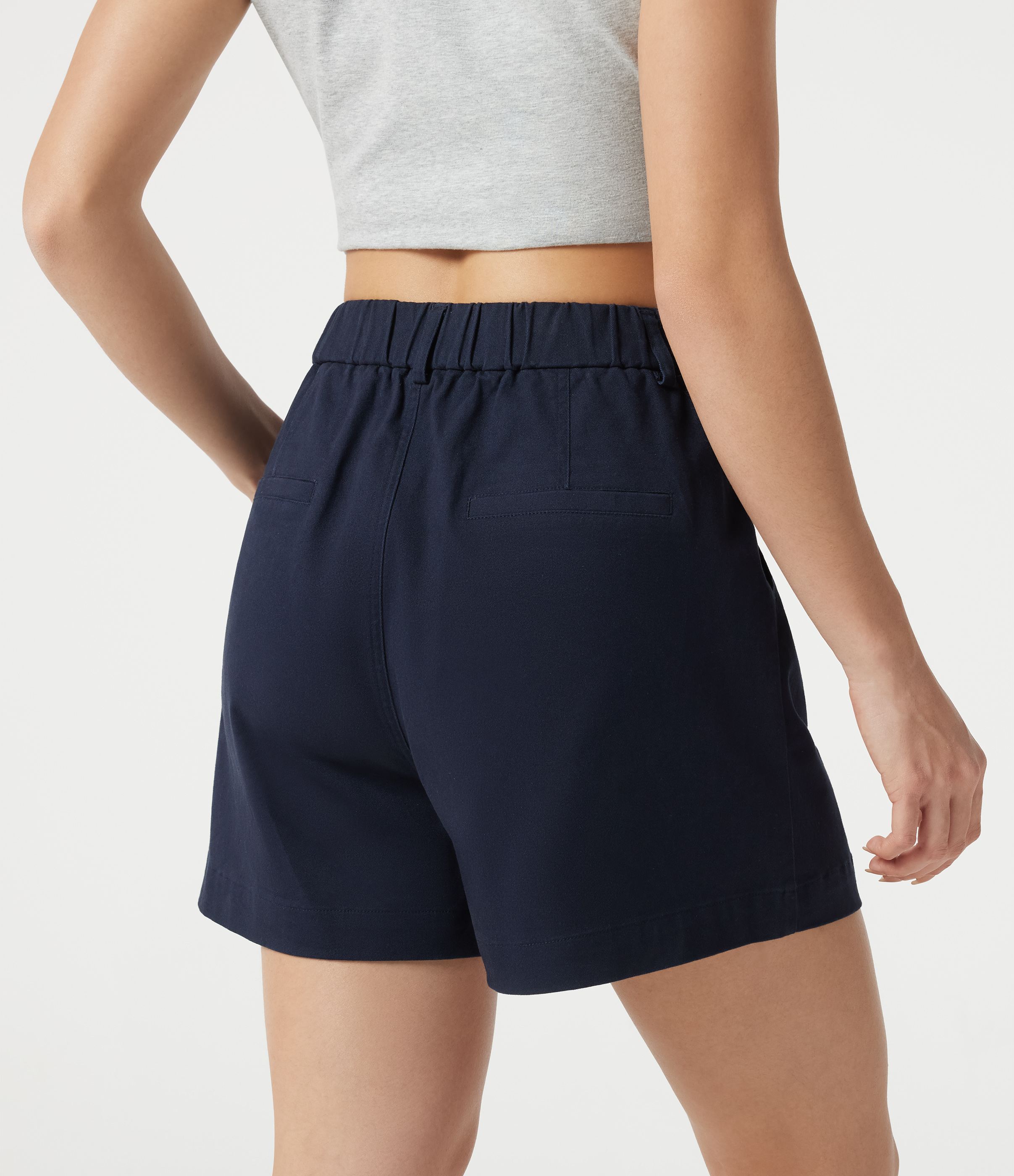 Navy Blazer Short chino en coton taille haute, style workwear, avec poches, 3'' / 2