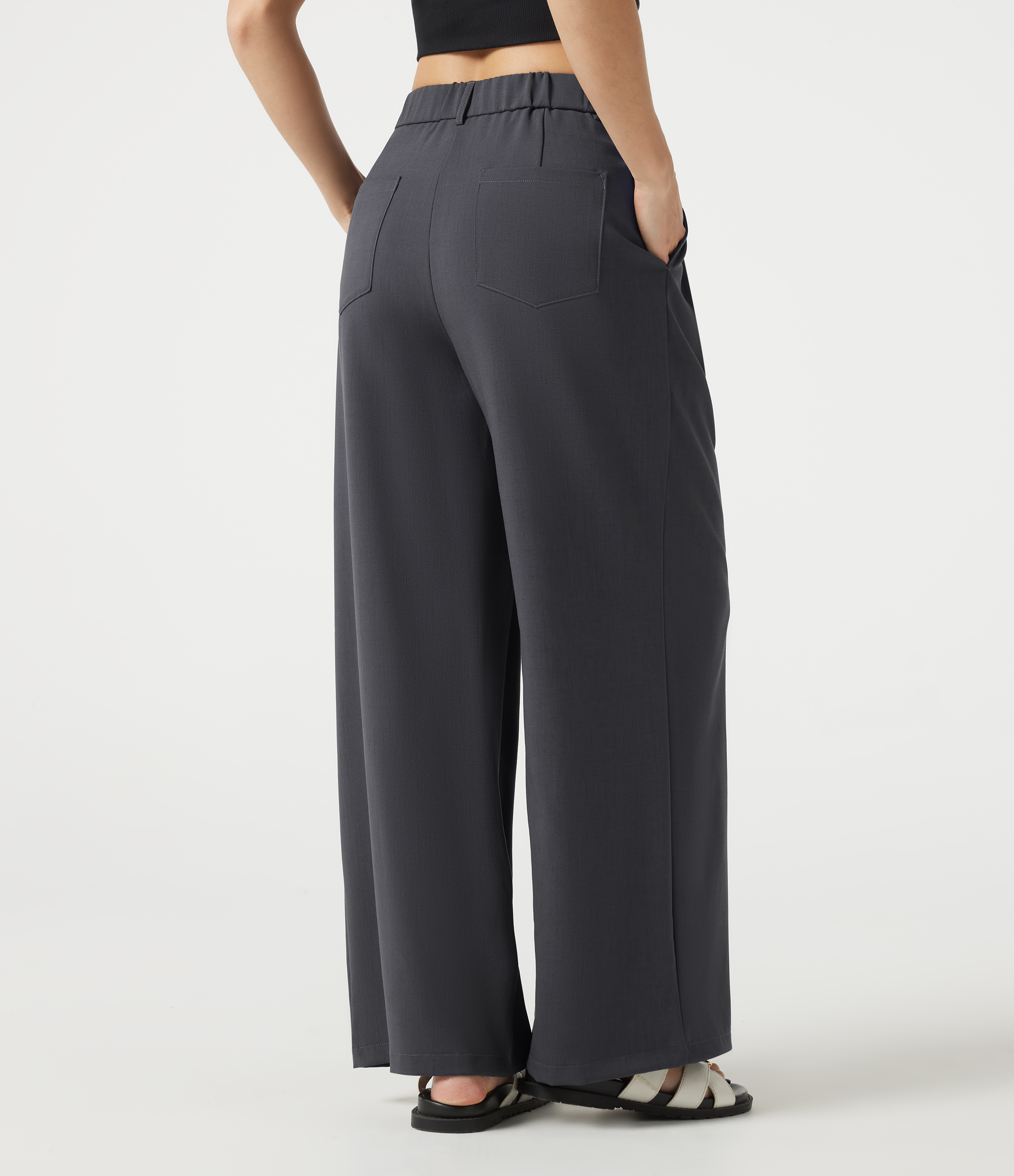 Periscope Mid Rise Baggy Casual Linen-Feel Pants with Pockets / 2