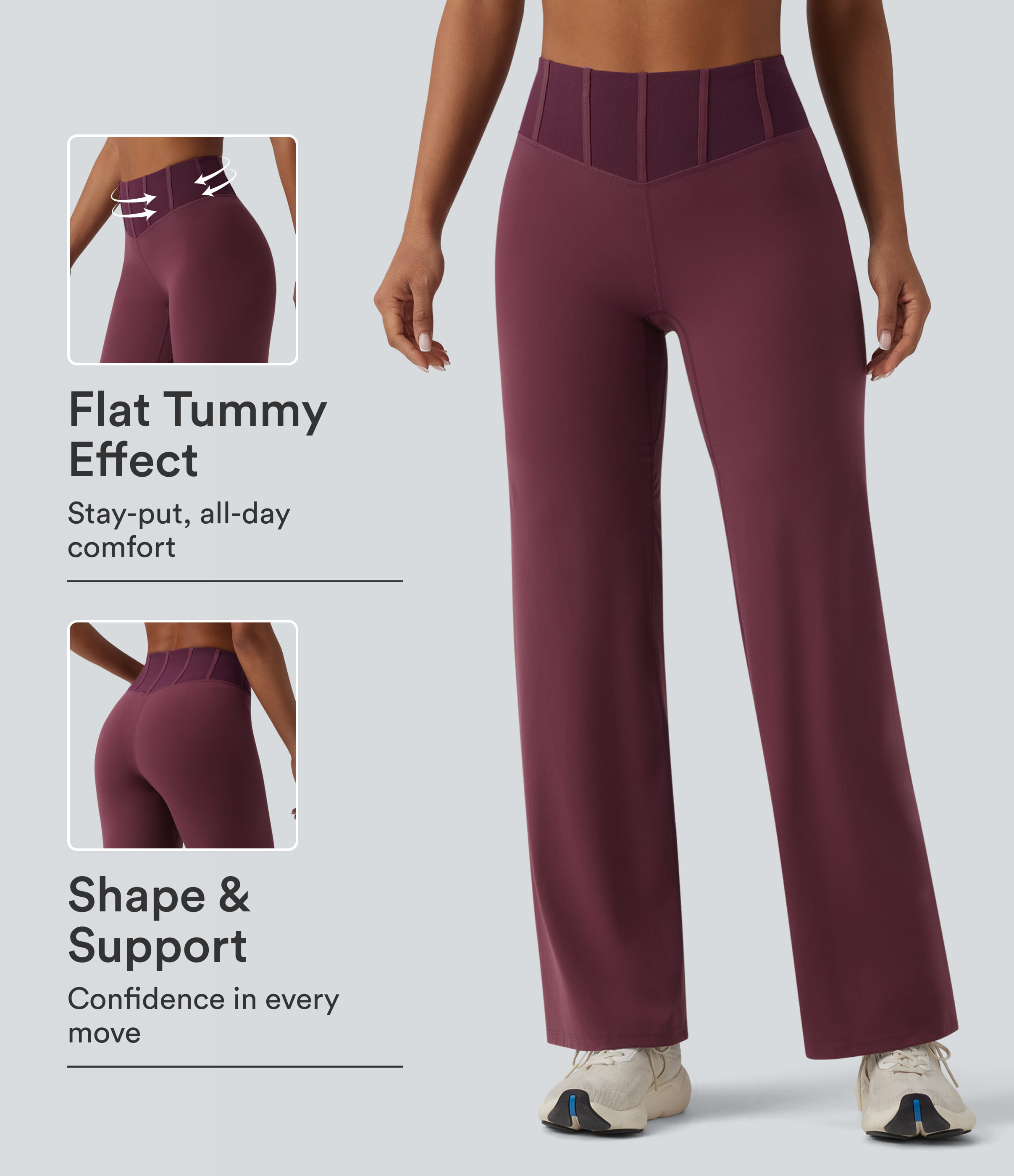 Halara UltraSculpt™ High Waisted Tummy Control Contrast Mesh Yoga Straight Leg Pants