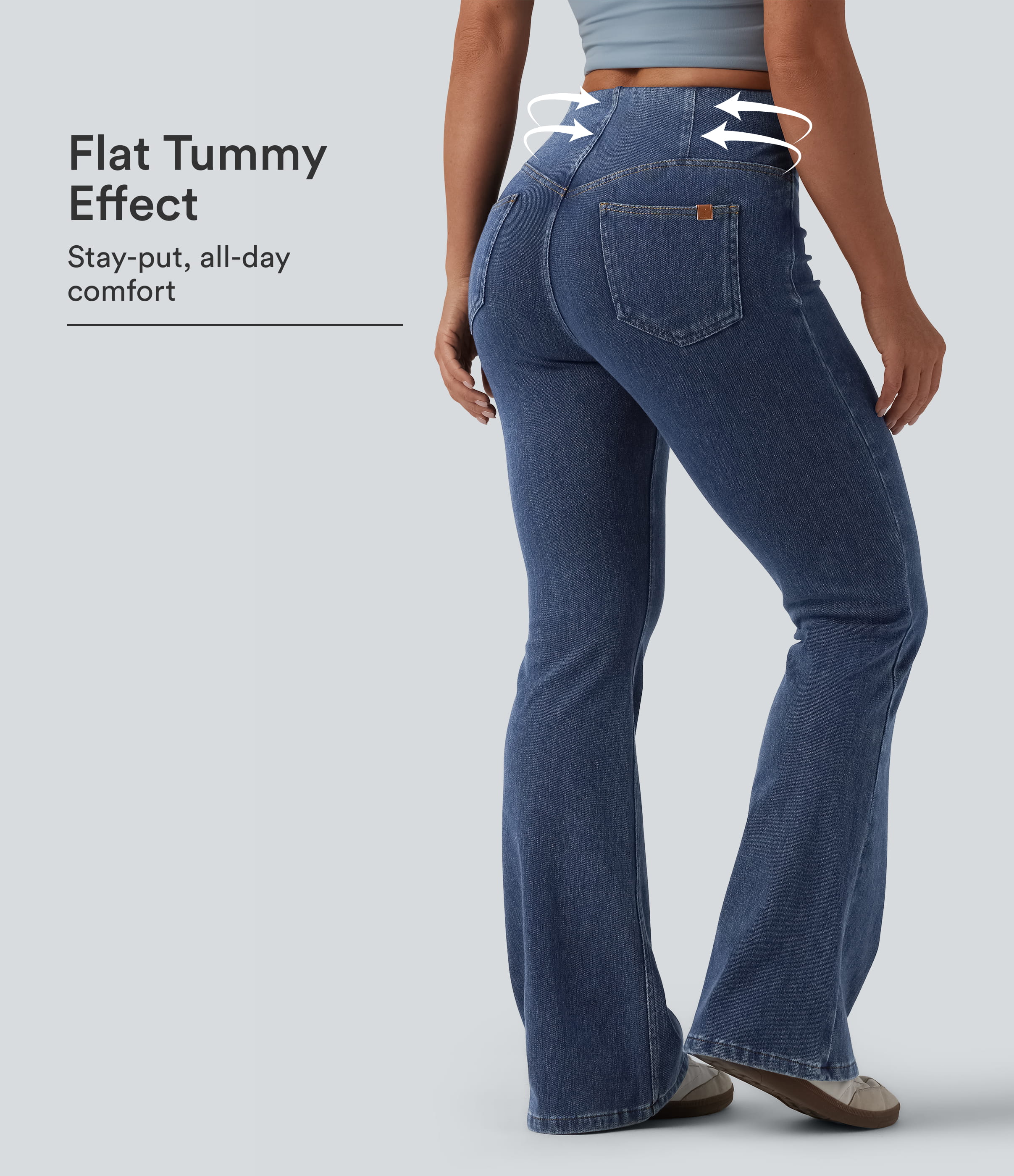 Halara Flex™ Mid Rise Tummy Control Flare Casual Jeans with Pockets