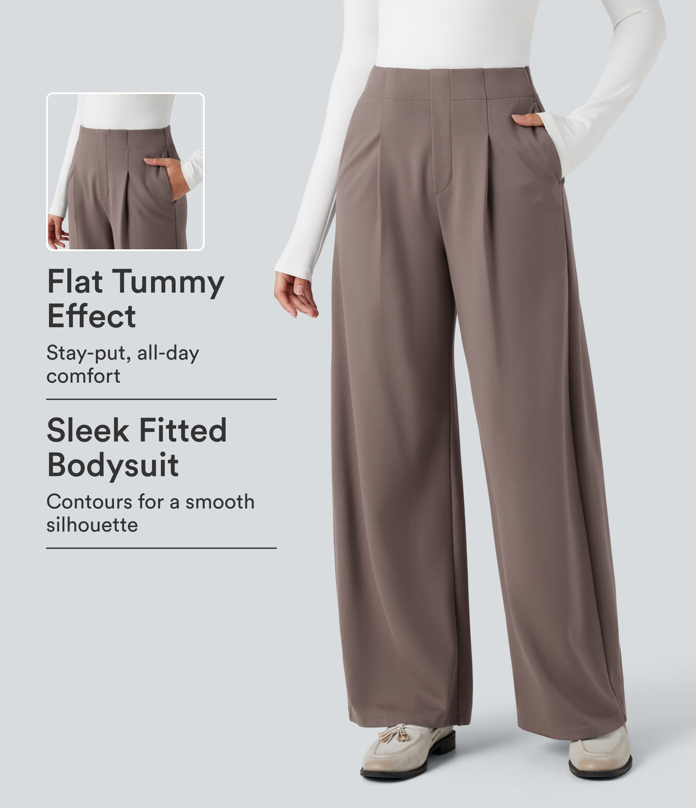 Halara Flex™ High-waisted Tummy Control Built-in Underwear Work Barrel Leg Pants with Pockets