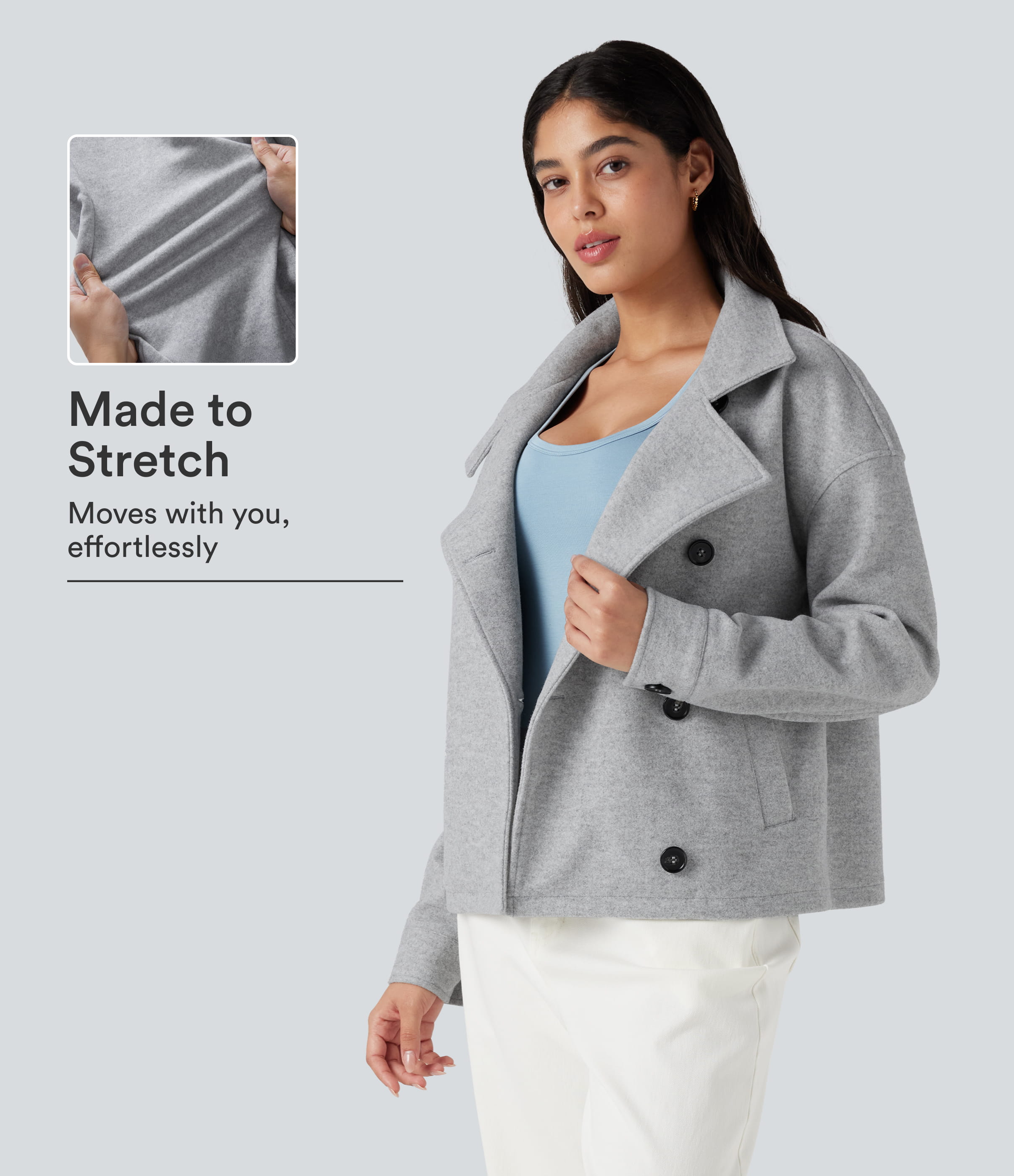 Lapel Long Sleeve Fleece Casual Coat with Pockets