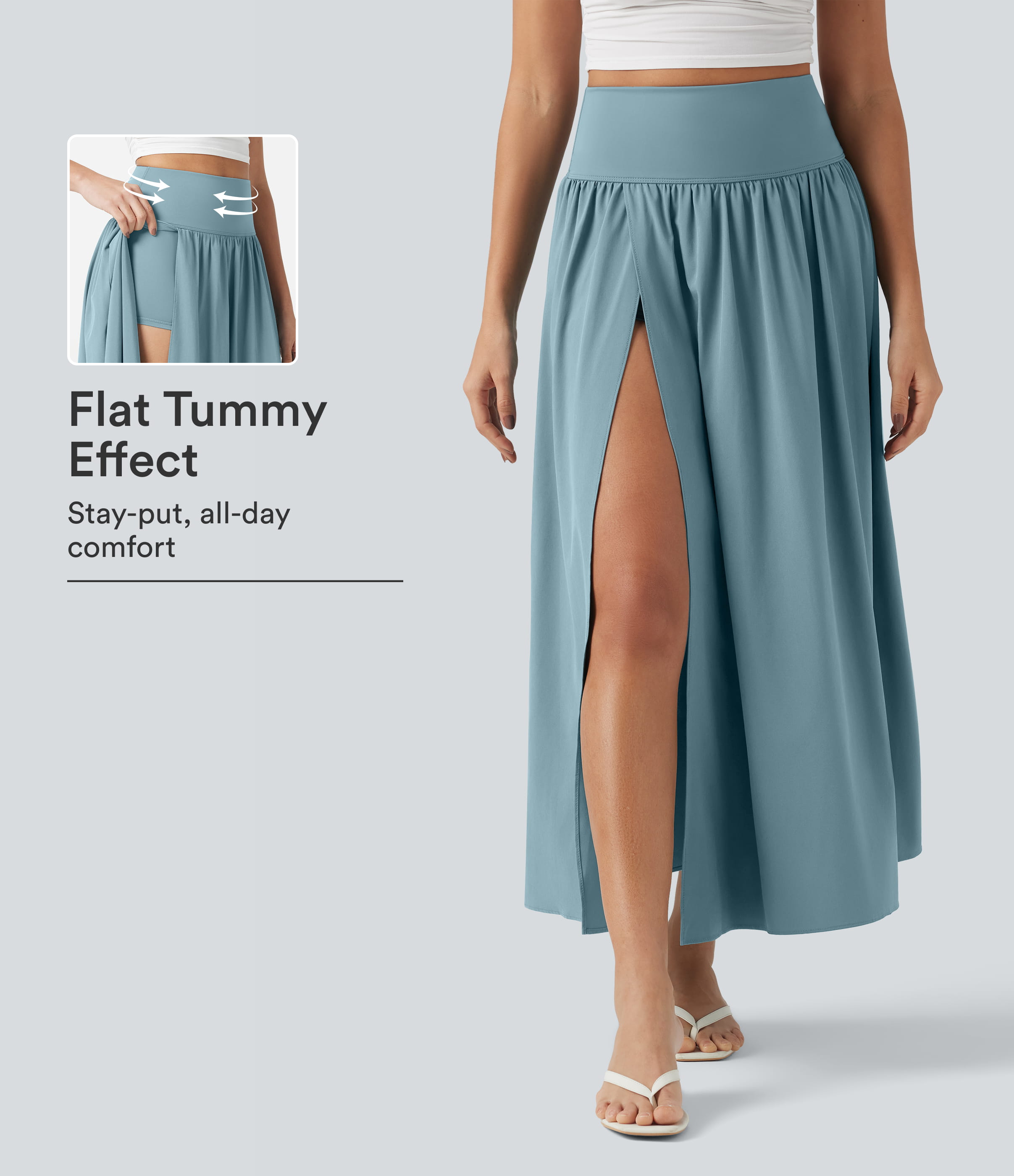 Breezeful™ High Waisted Tummy Control 2-in-1 Flowy Quick Dry Maxi Skirt