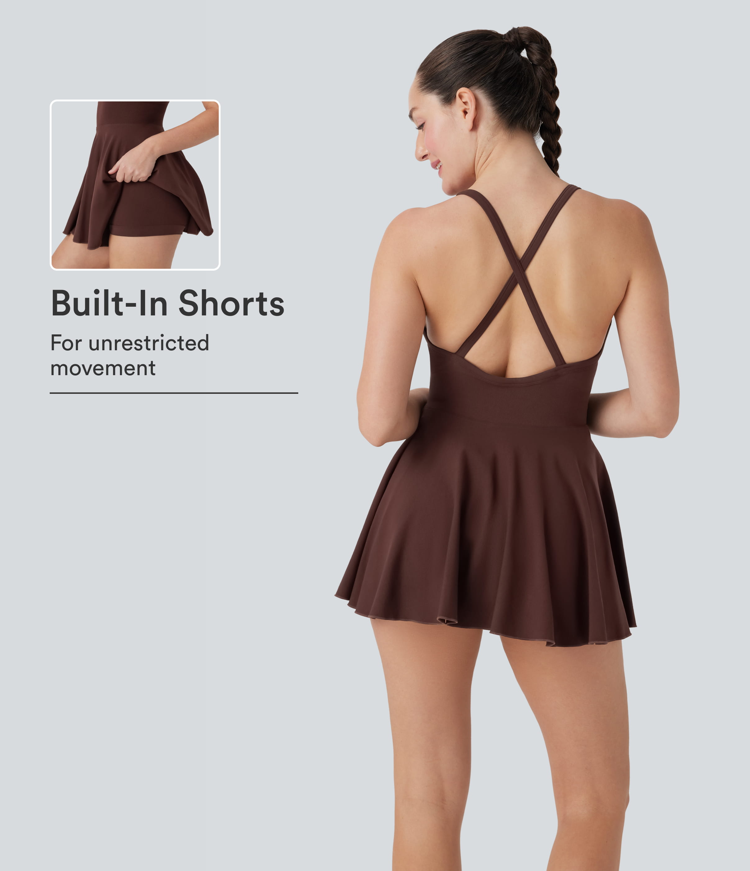 Oneform Seamless Flow Crisscross Backless 2-In-1 Mini Dance Active Dress by Halara