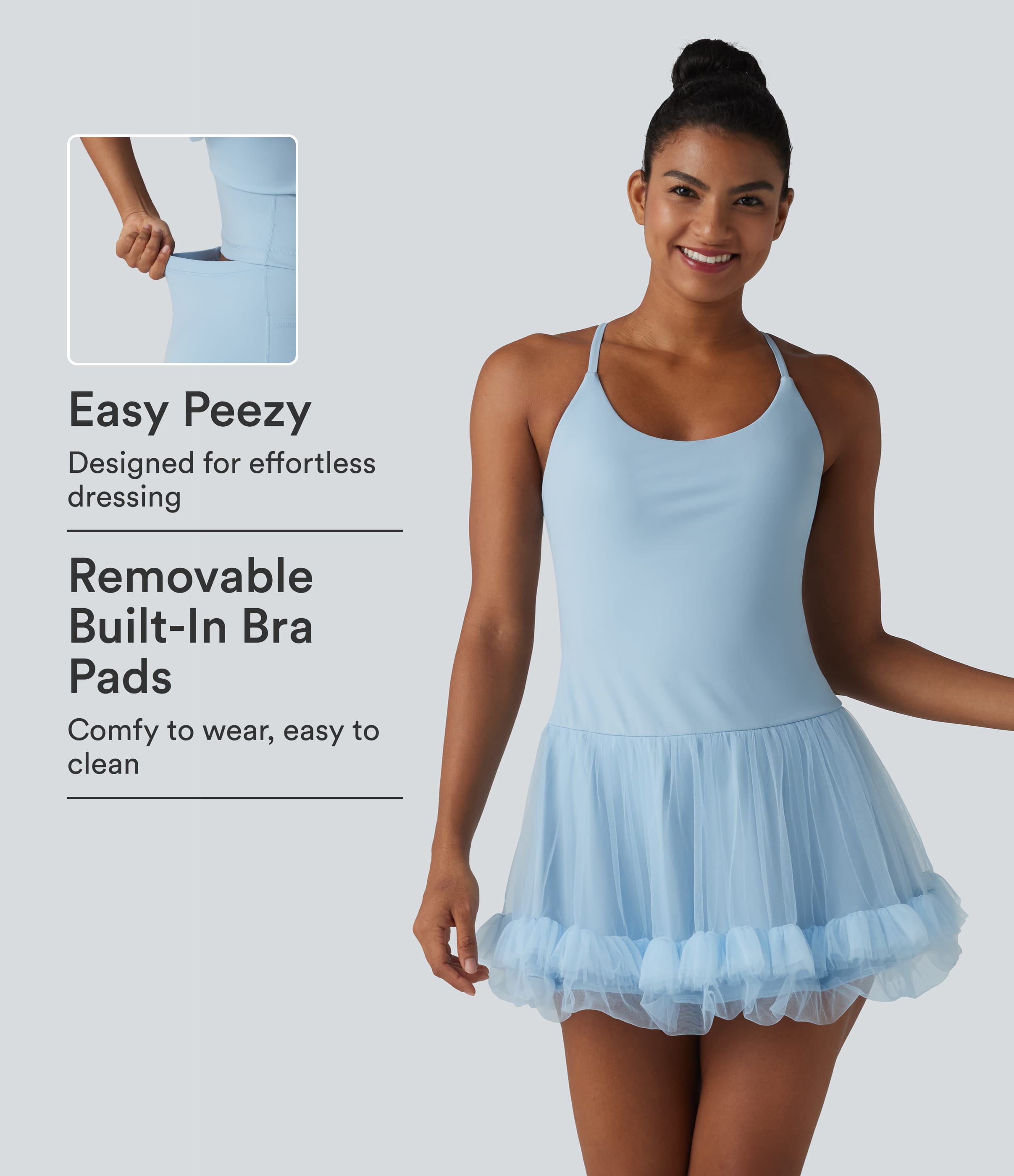 Contrast Mesh Built-in Bra 2-in-1 Mini Workout Active Dress with Pockets-Easy Peezy Edition