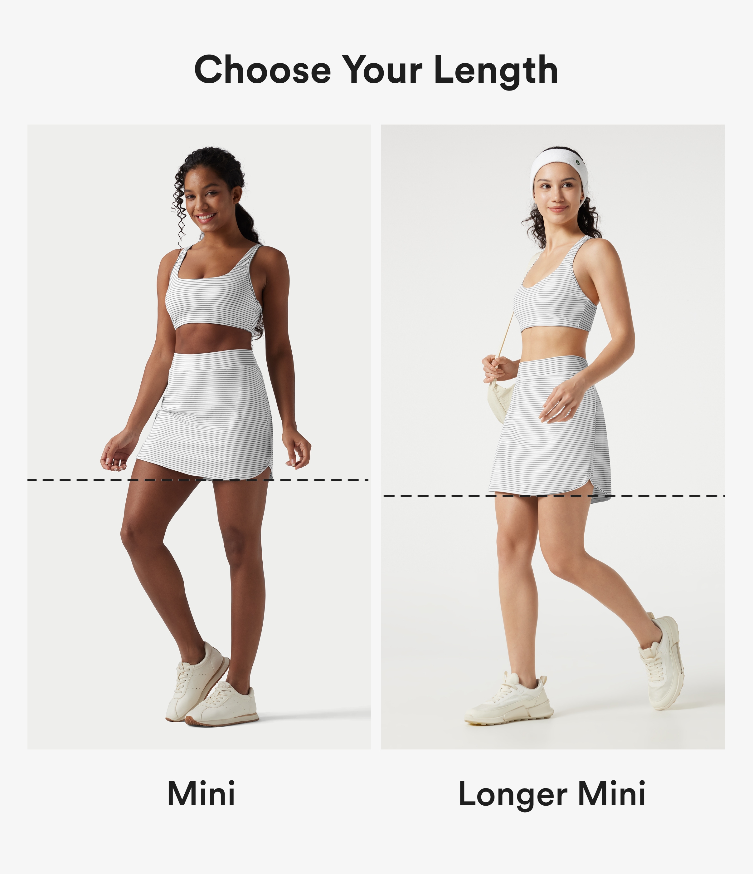 Zebra Ripple High Waisted Stripe 2-in-1 Bodycon Mini Golf Skirt with Pockets-Longer Length / 2