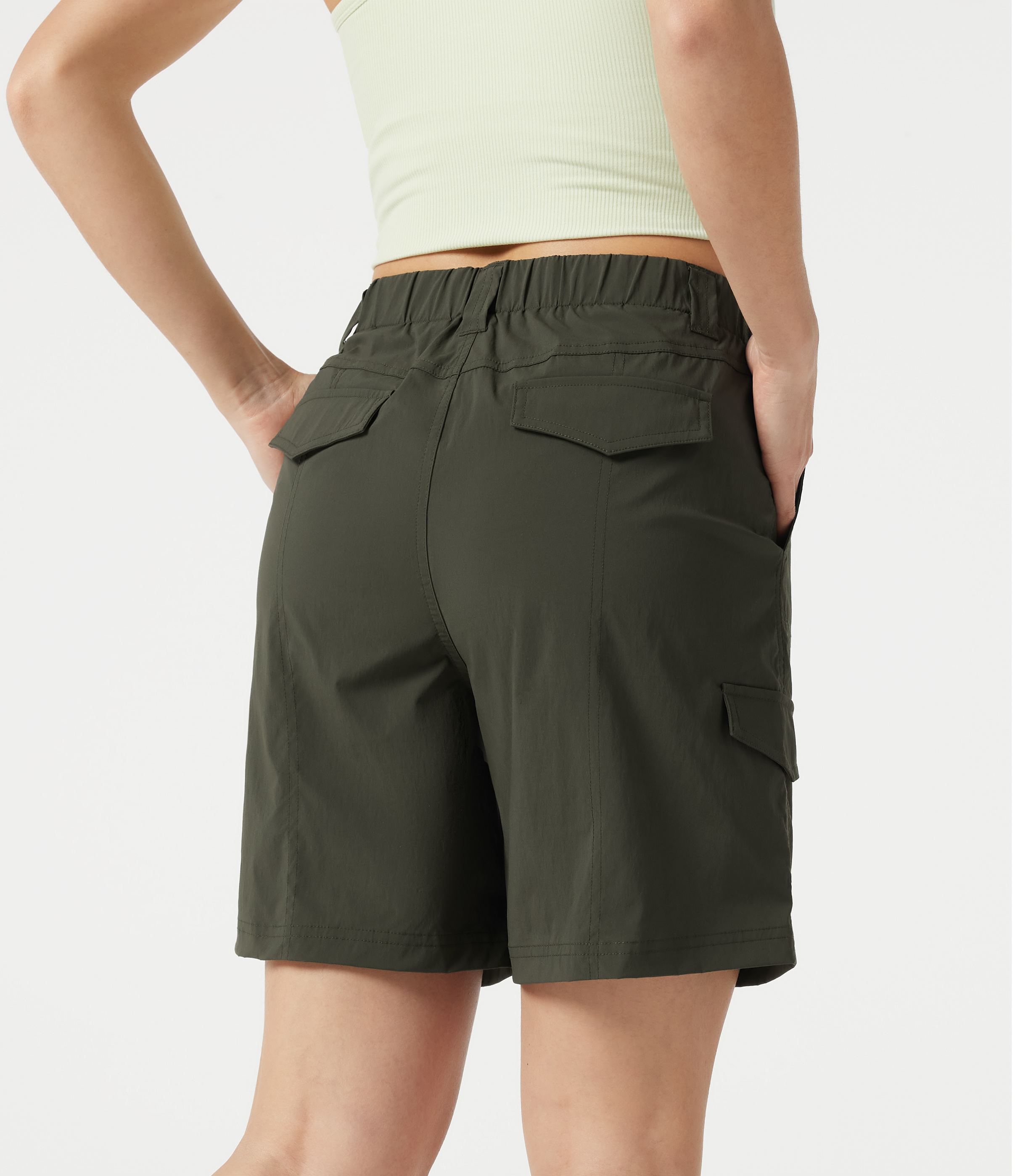 Forest Night Mid Rise Casual Cargo Bermuda Shorts 7'' with Pockets / 2