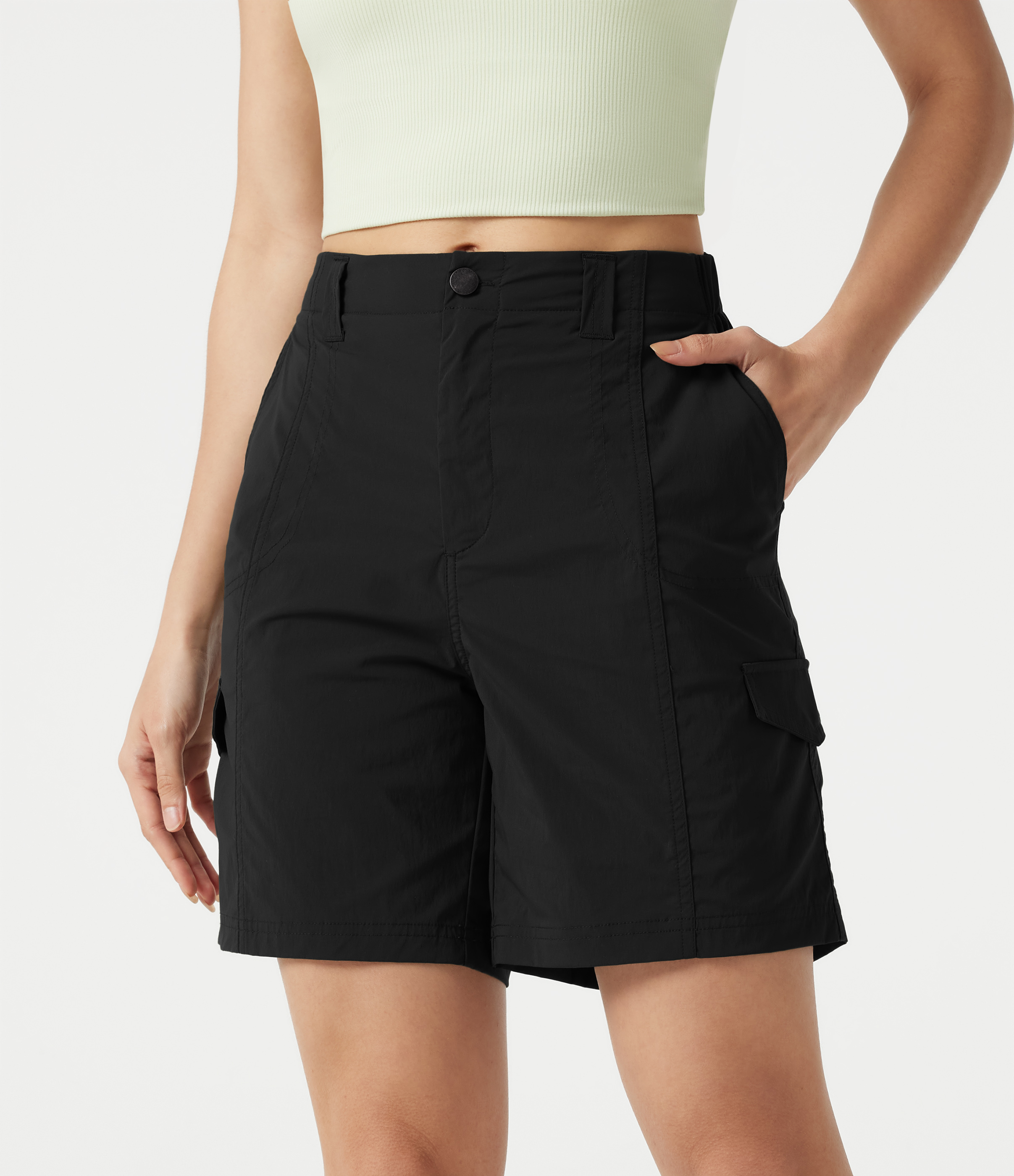 Mid Rise Casual Cargo Bermuda Shorts 7'' with Pockets