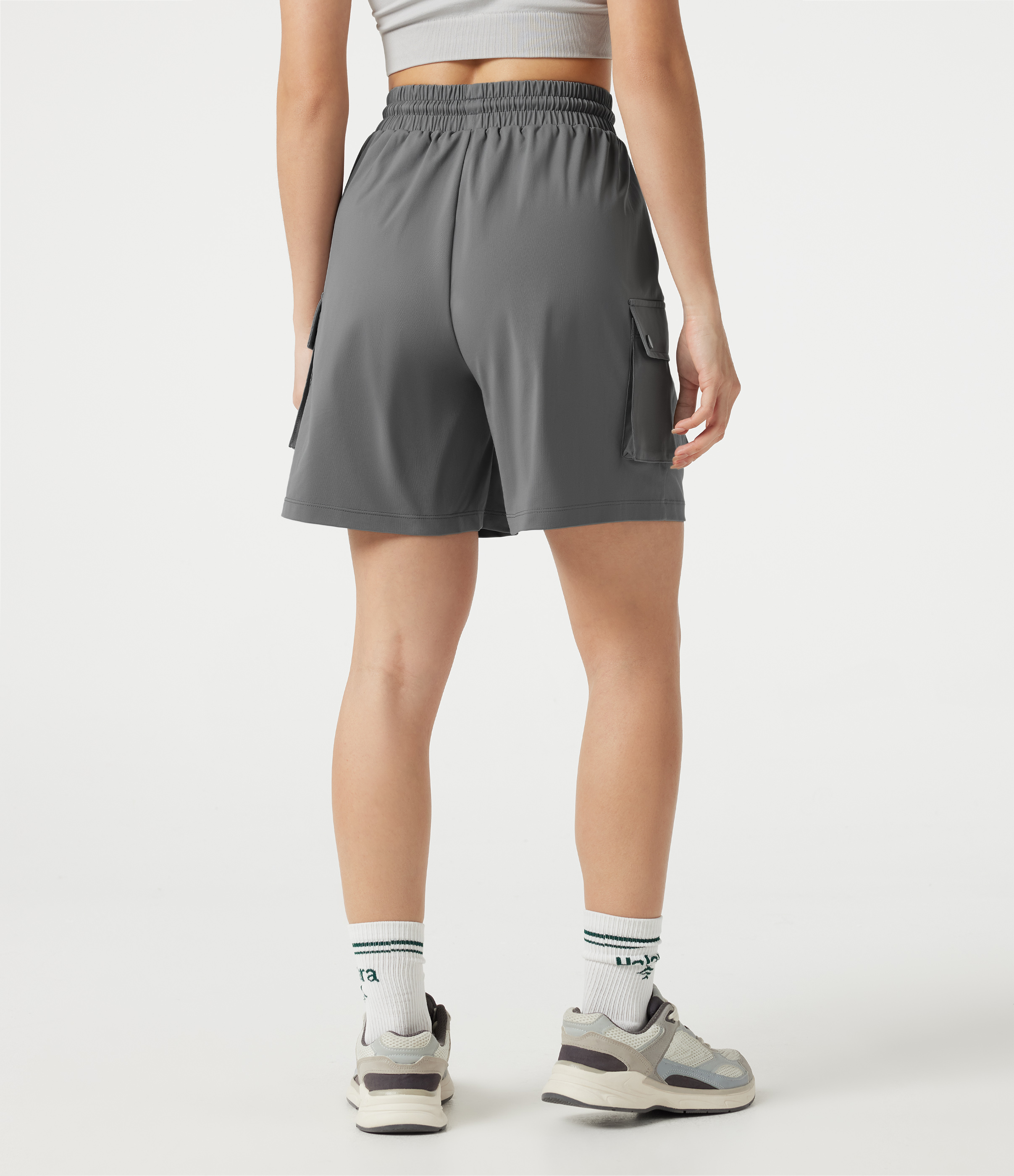 Mirage Gray Bermuda-Cargo-Shorts mit hohem Bund, mehreren Taschen und Kordelzug / 2