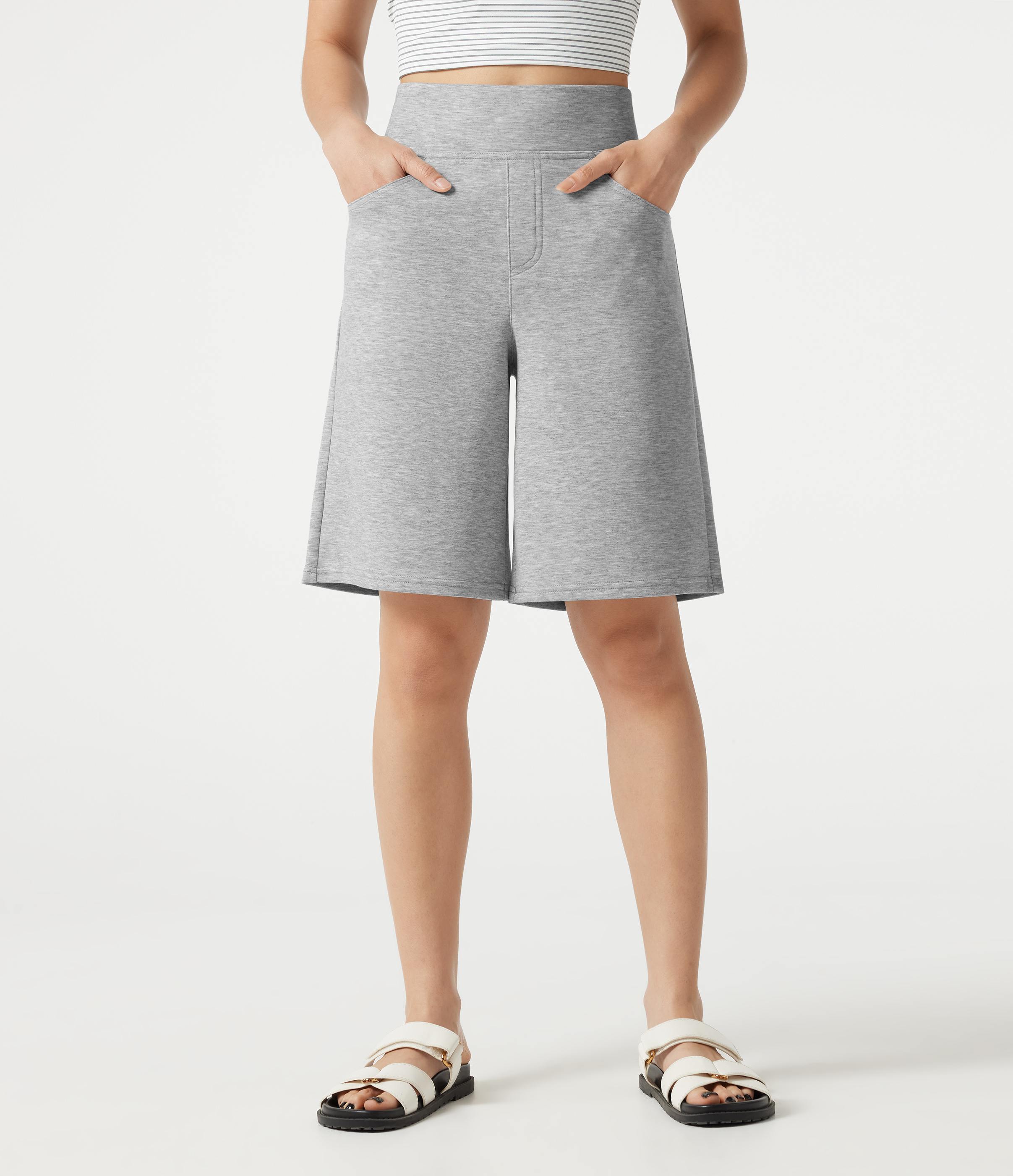 High Waisted Baggy Casual Shorts 10'' with Pockets