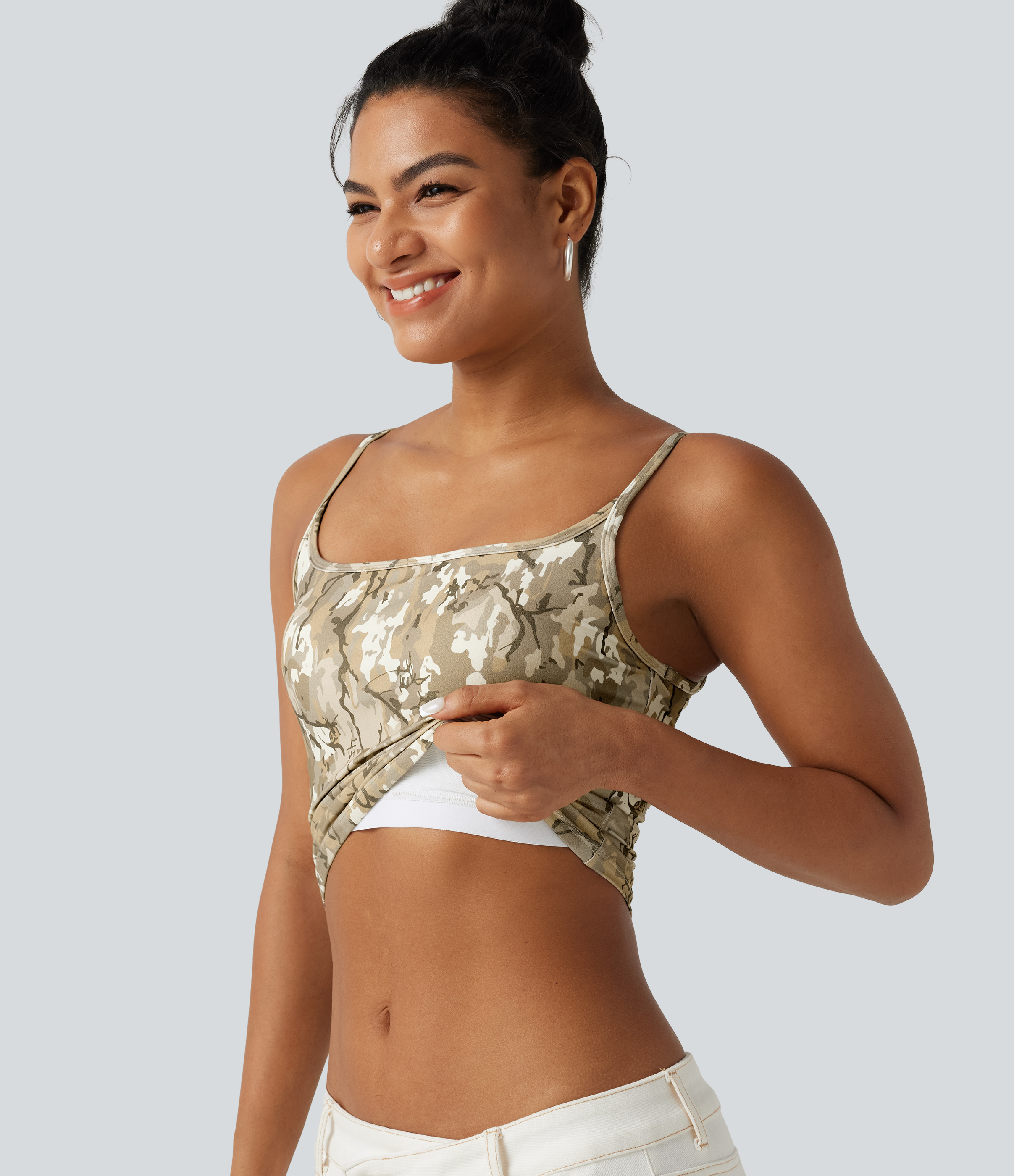 Halara UltraSculpt™ Camo Print Built-in Bra Casual Cami Top