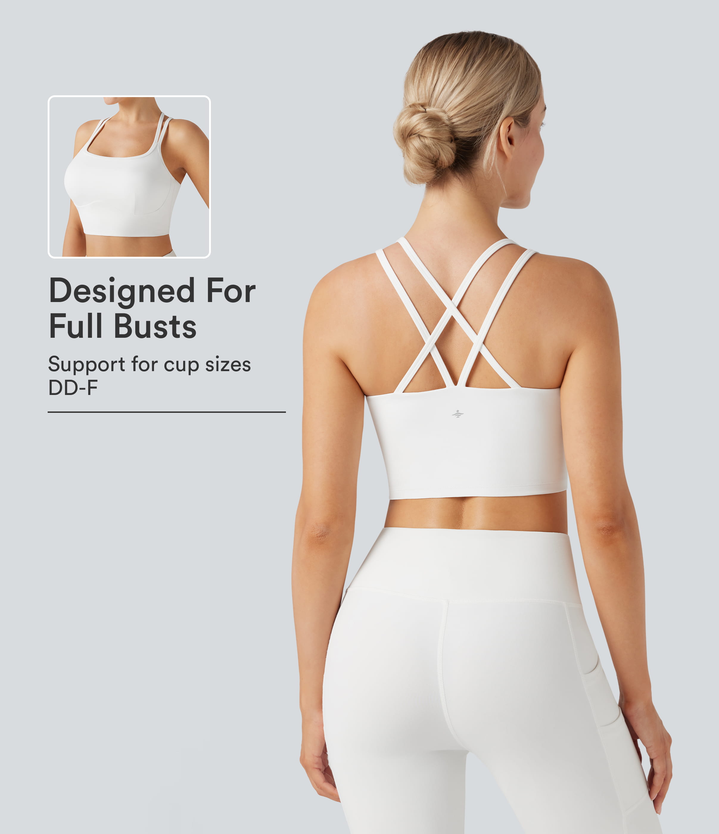 SoftlyZero™ Plush Low Support Double Straps Yoga Sports Bra E-G Cups