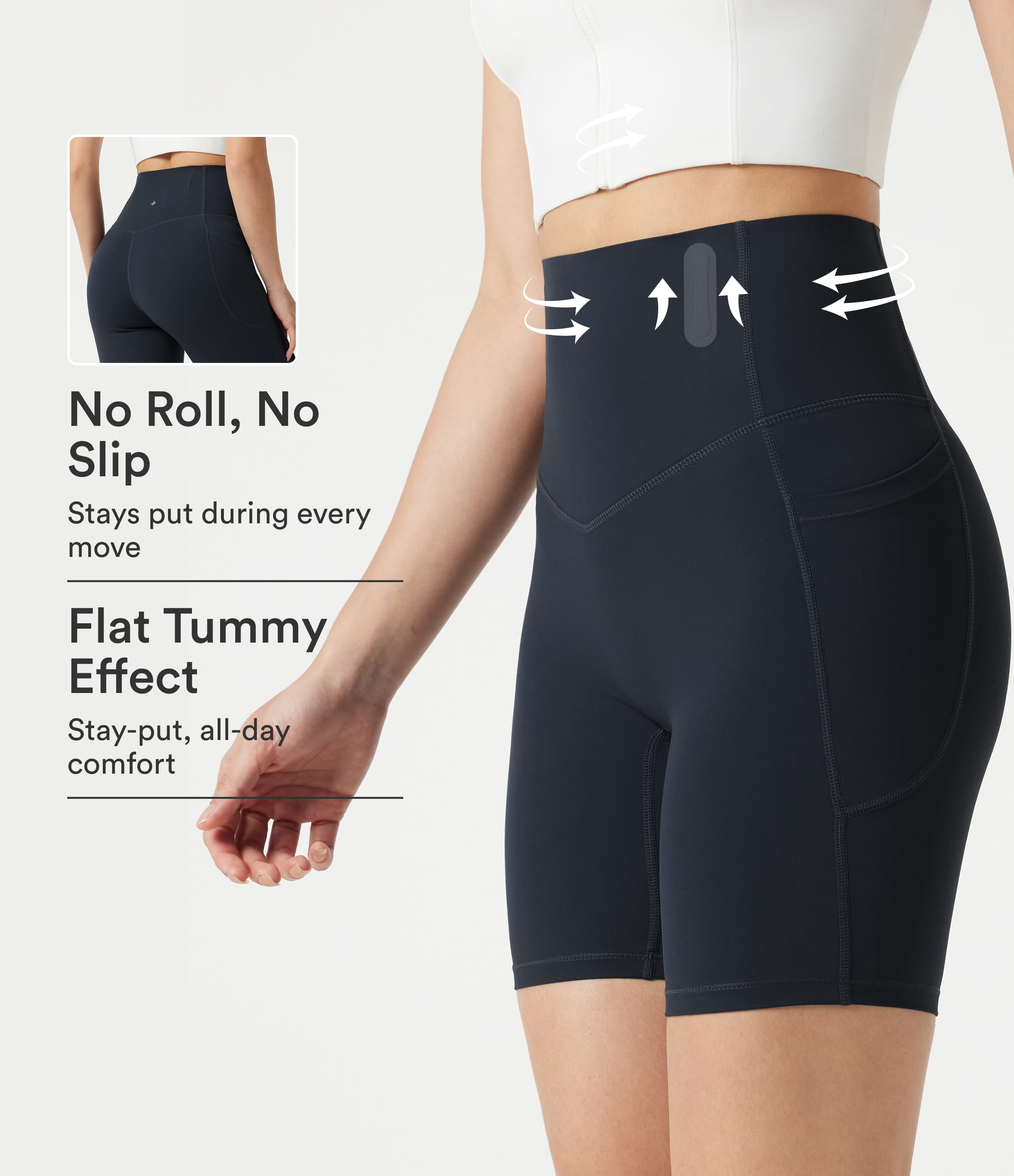 Halara UltraSculpt™ High Waisted Anti-Roll Tummy Control Shaping Workout Biker Shorts 7'' with Pockets