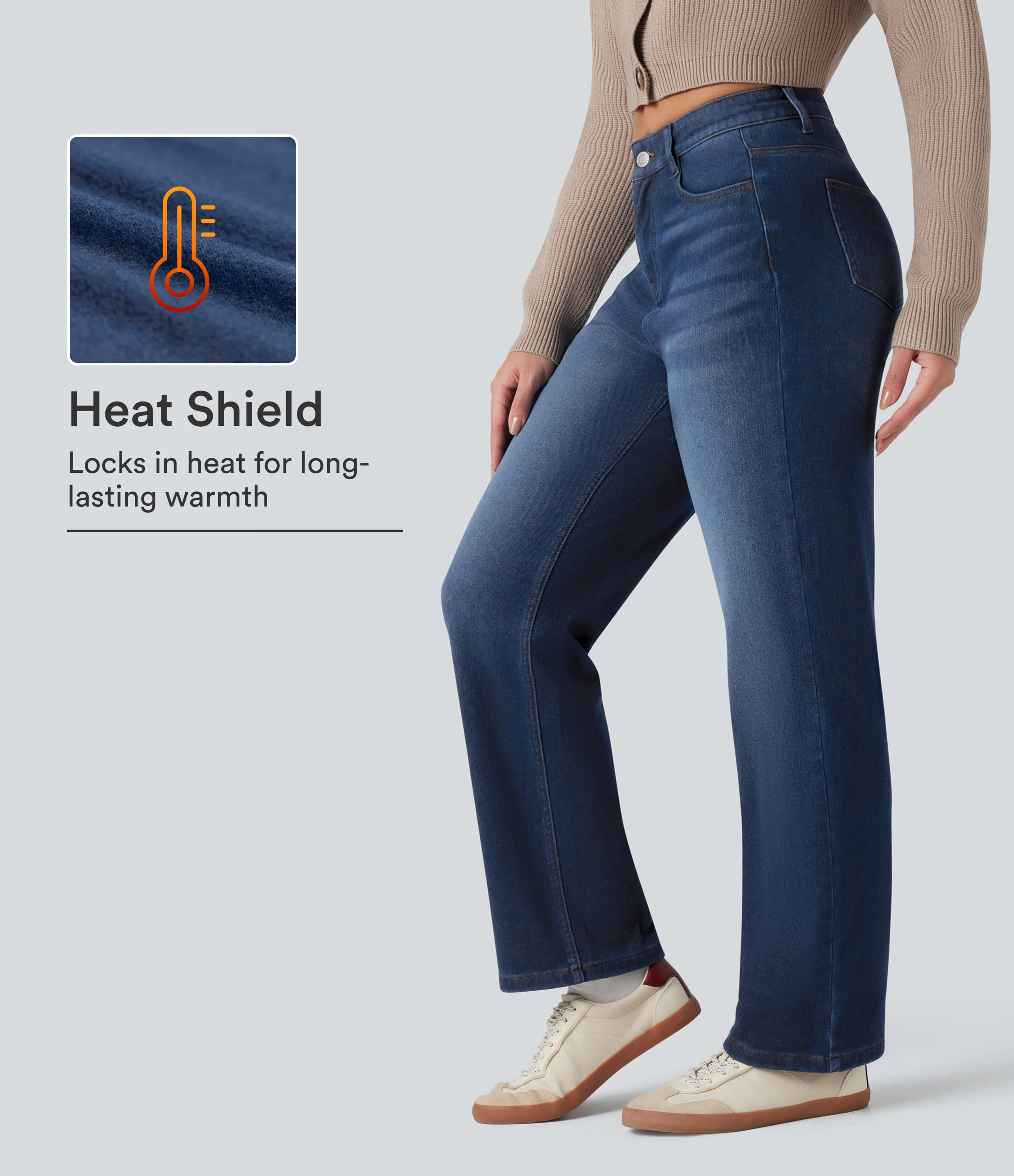 Halara Flex™ High-Waist Straight-Leg Casual-Jeans mit Taschen
