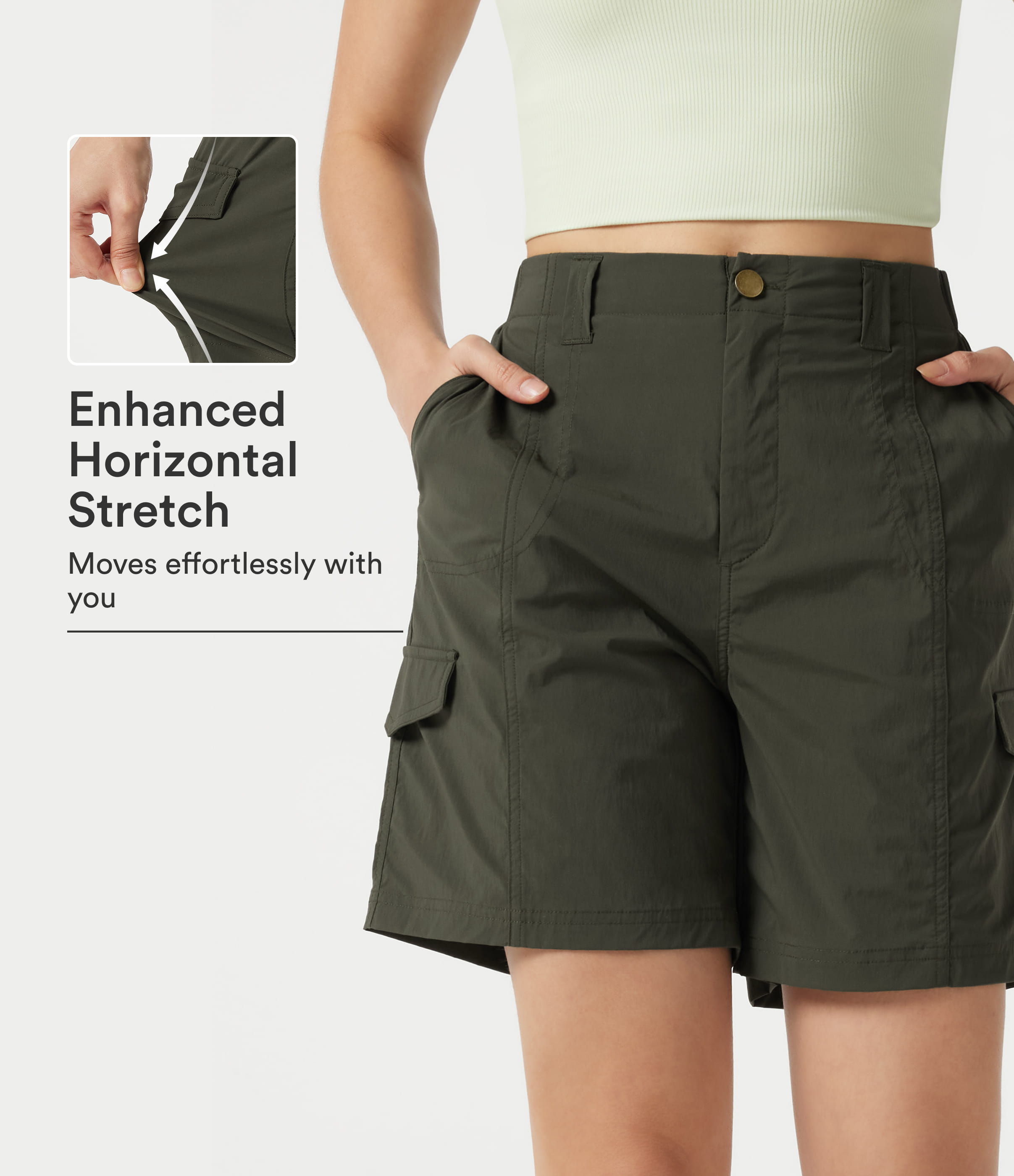 Mid Rise Casual Cargo Bermuda Shorts 7'' with Pockets