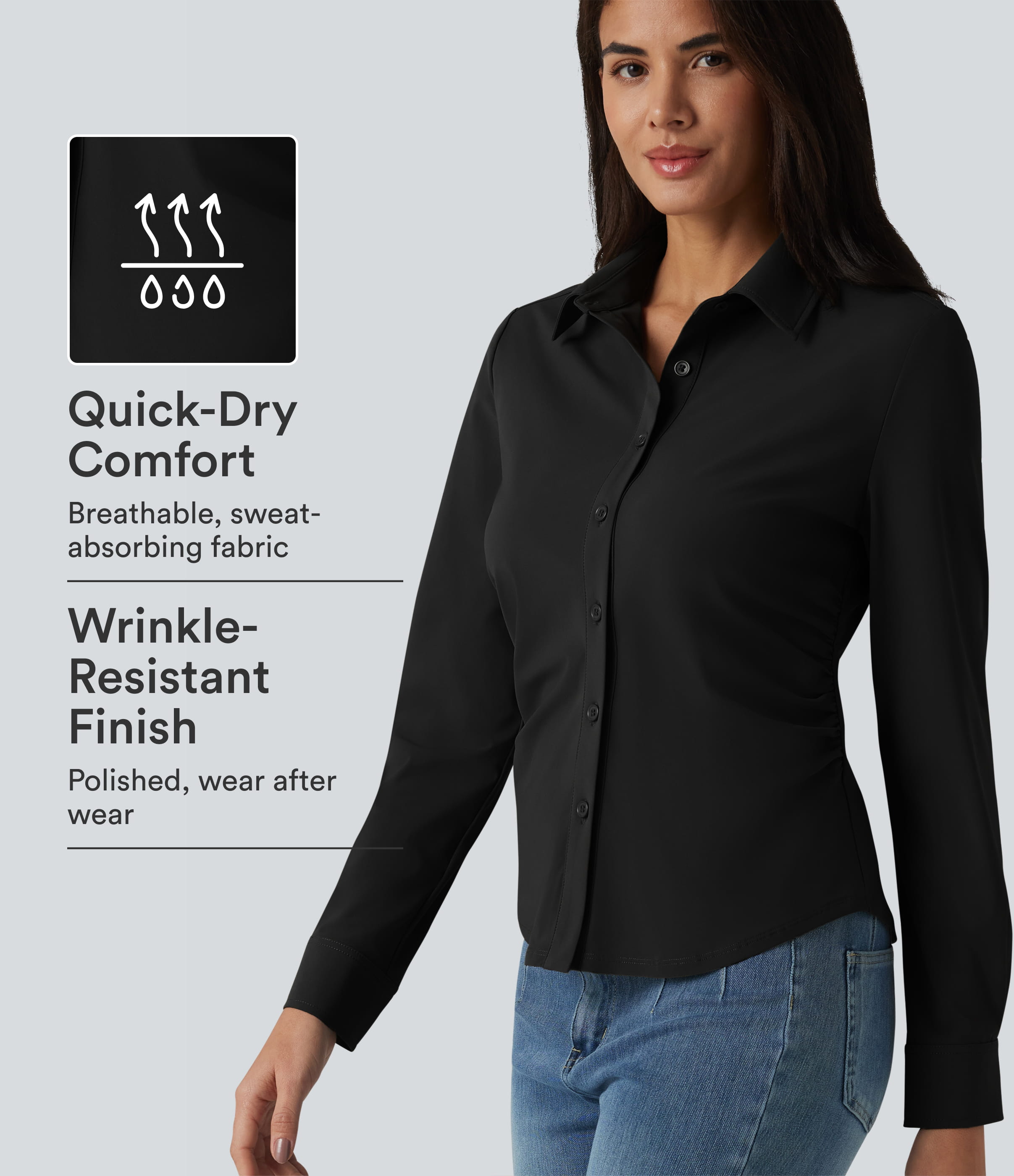 Wrinkle-Resistant Long Sleeve Quick Dry Casual Shirt