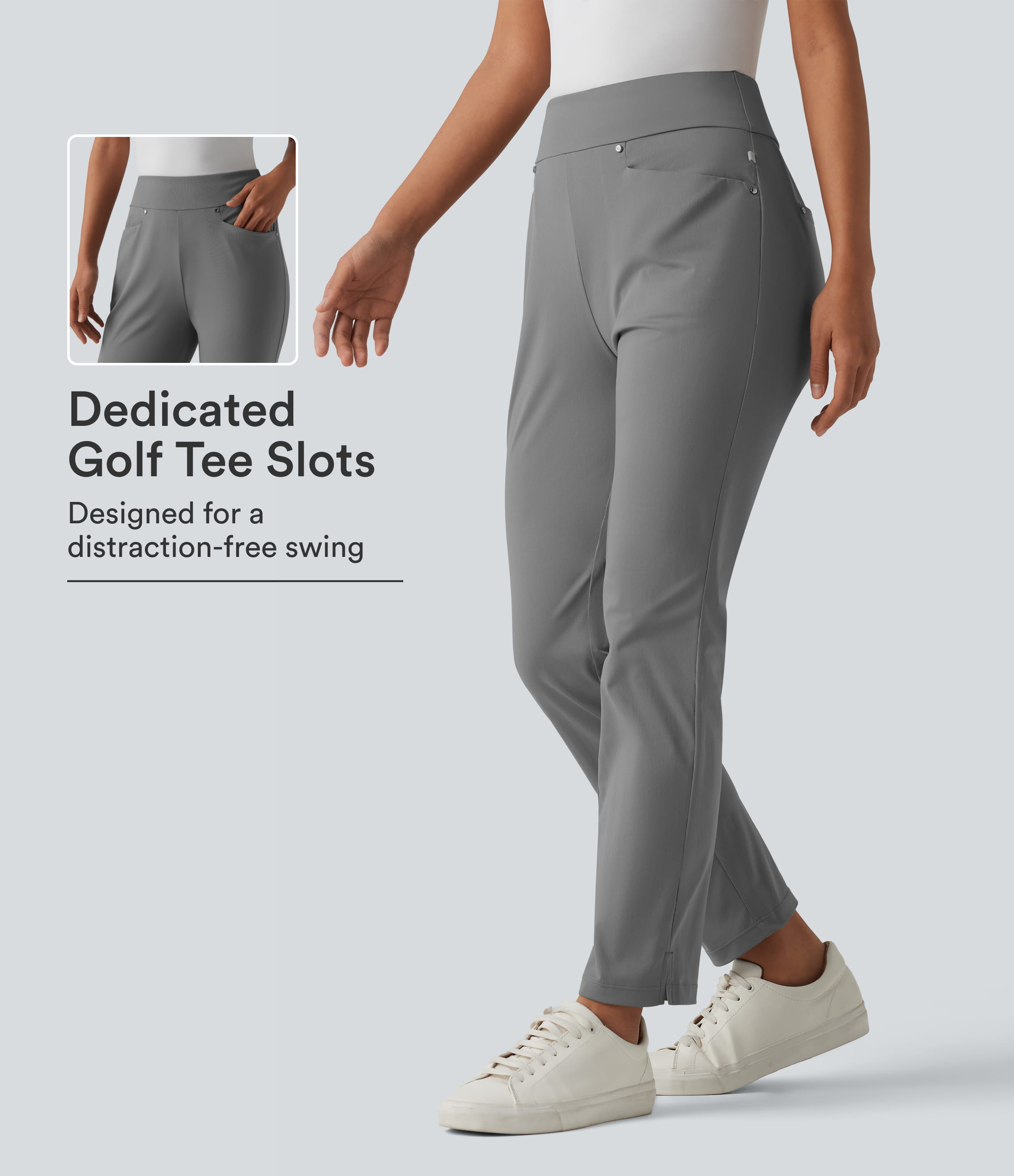 High Waisted Tapered Golf Pants with Pockets
