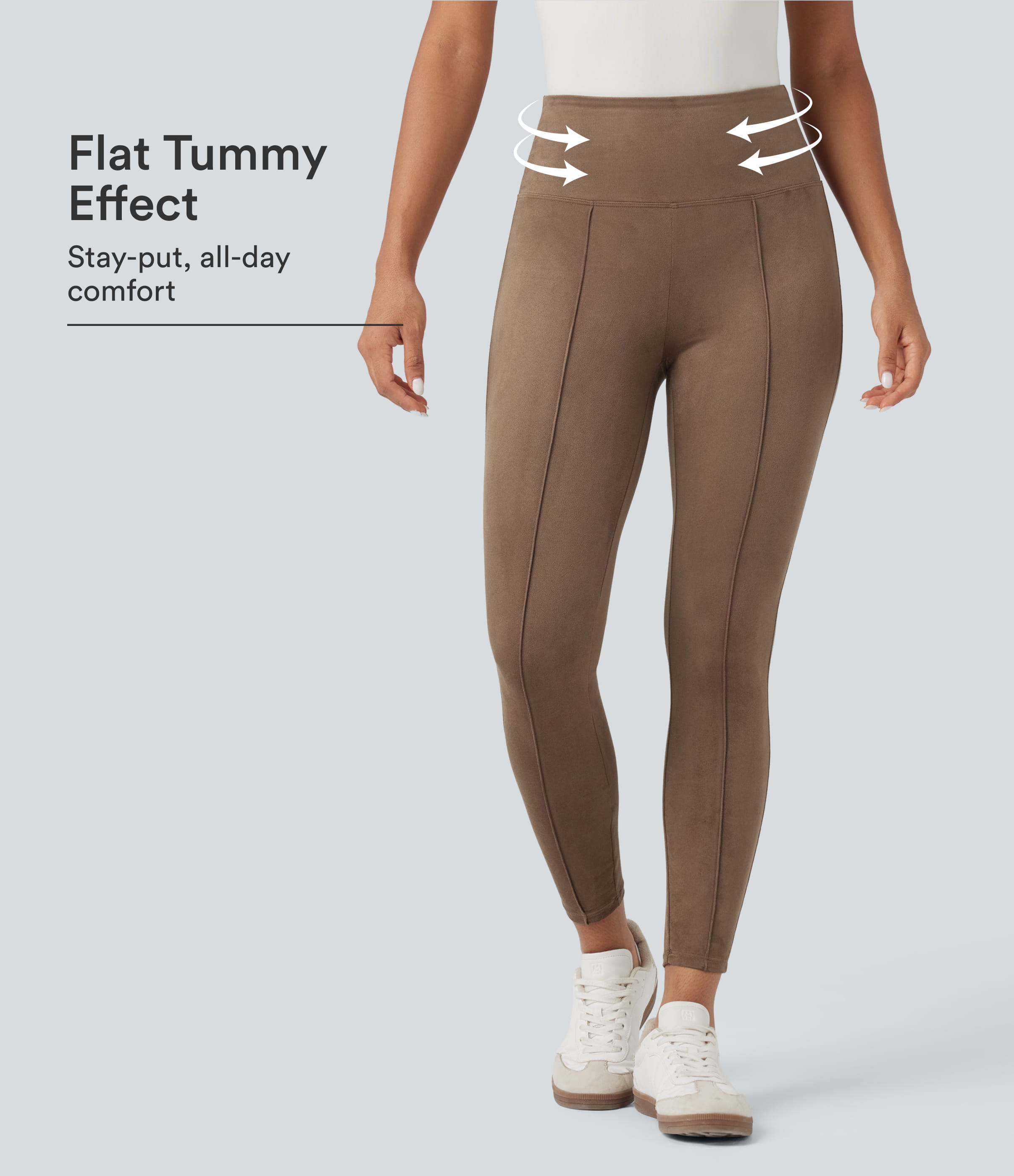 Coca Mocha SoCinched leggings 7/8 casual en efecto ante, de talle alto con control abdominal / 1