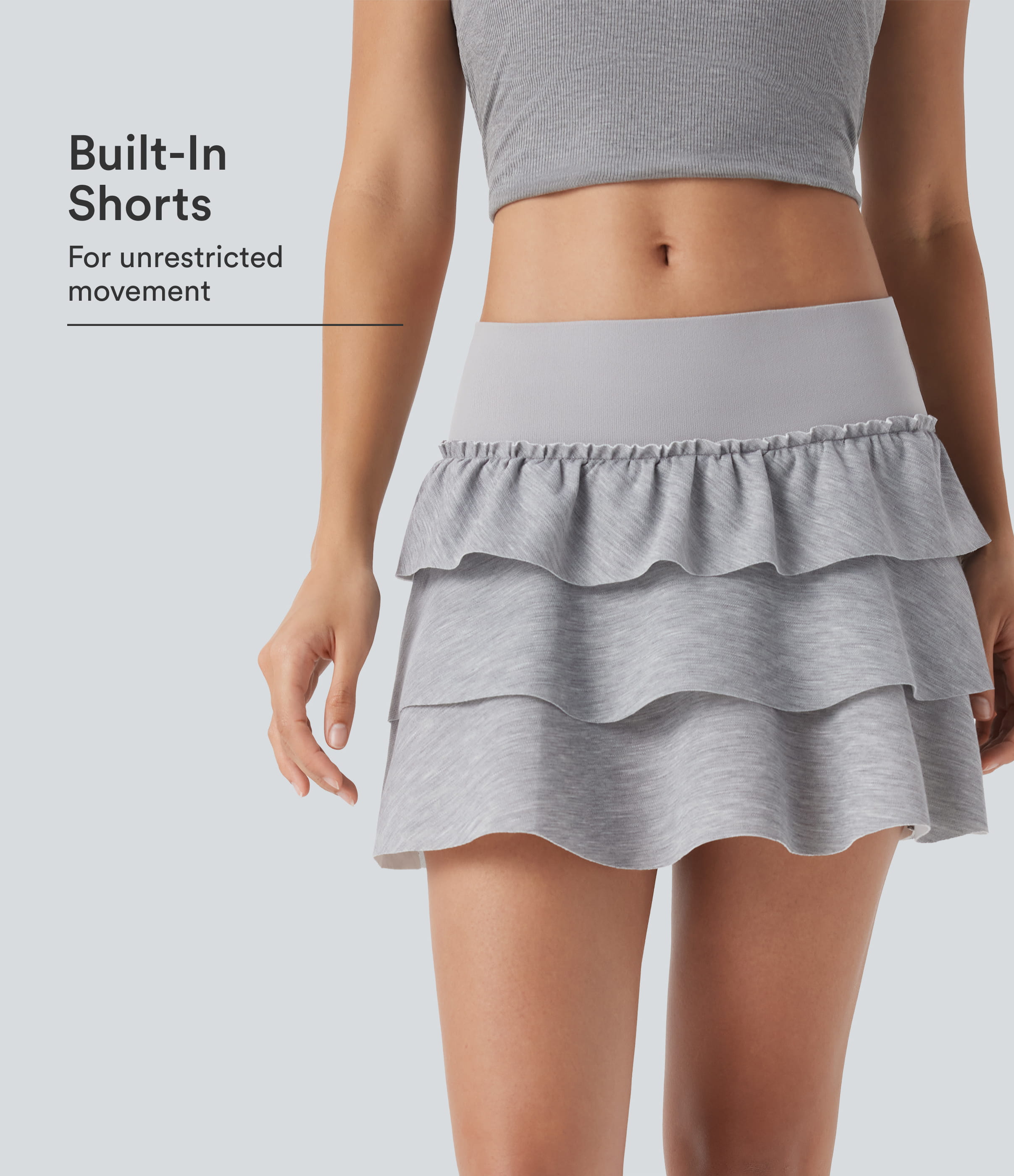 Low Rise Ruffle 2-in-1 Mini Casual Skirt with Pockets