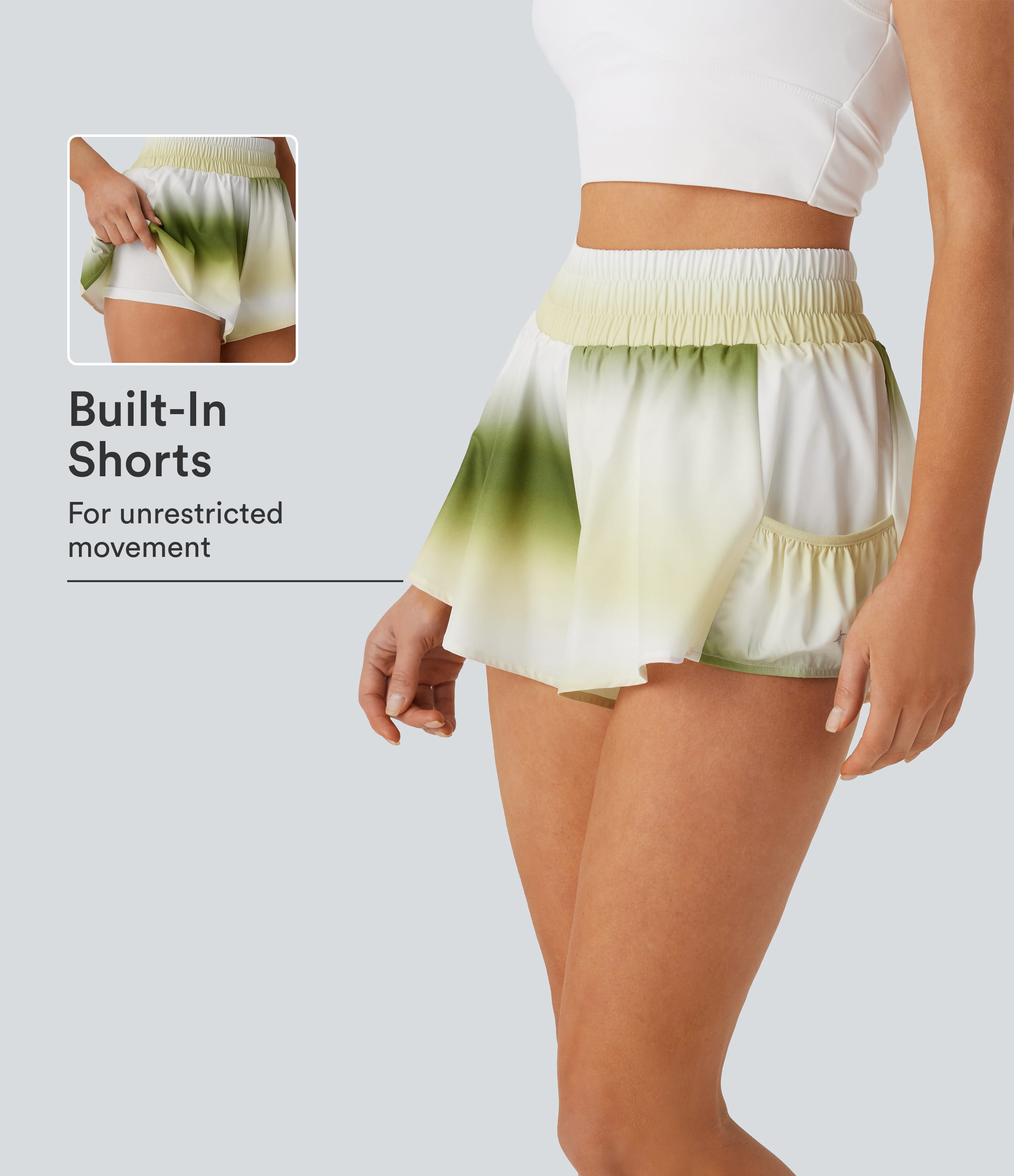 High Waisted Pocket 2-in-1 Baggy Ombre Yoga Shorts