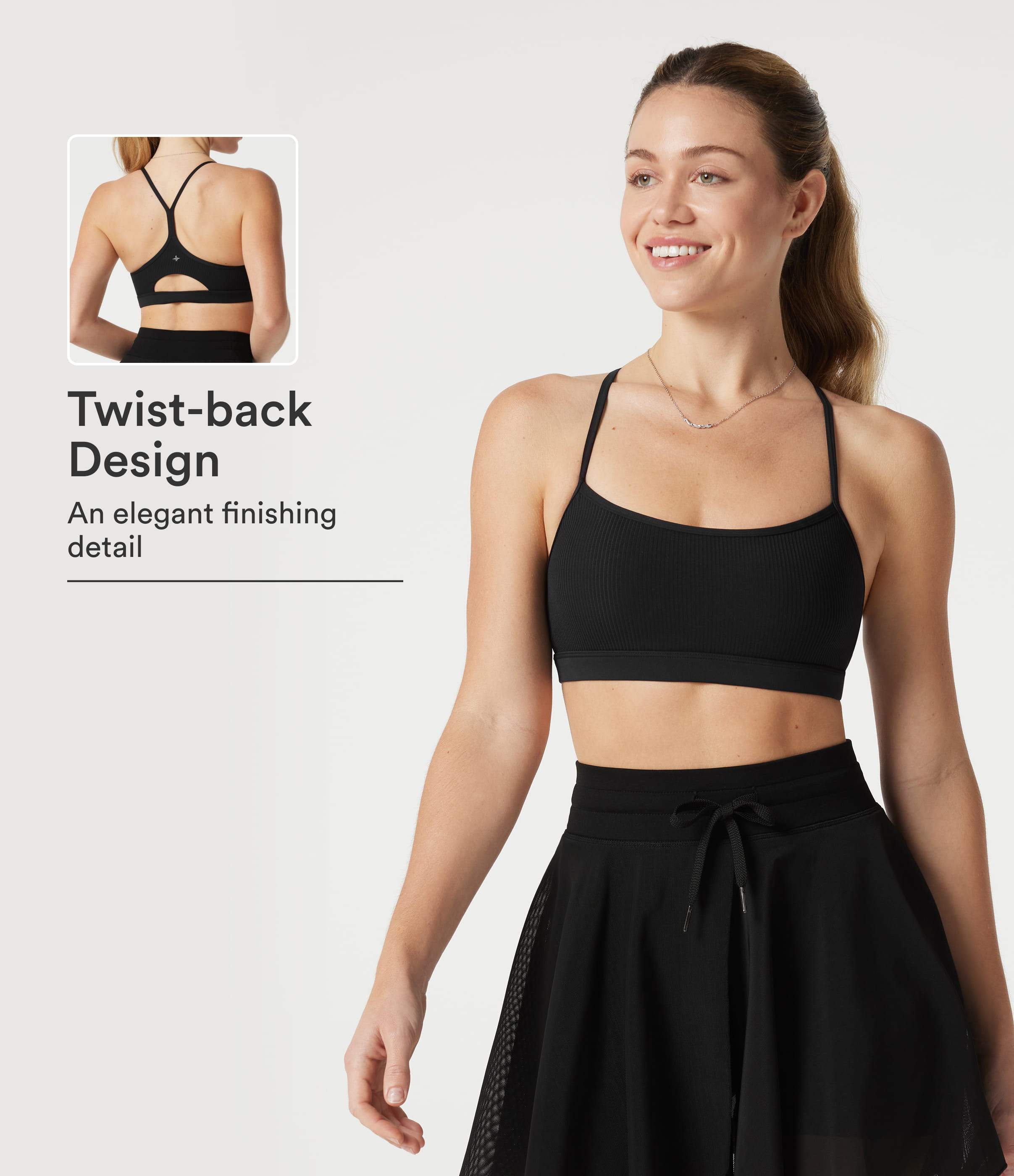 Ribbed Low Support Cut Out Yoga Sports Bra A-D Cups
