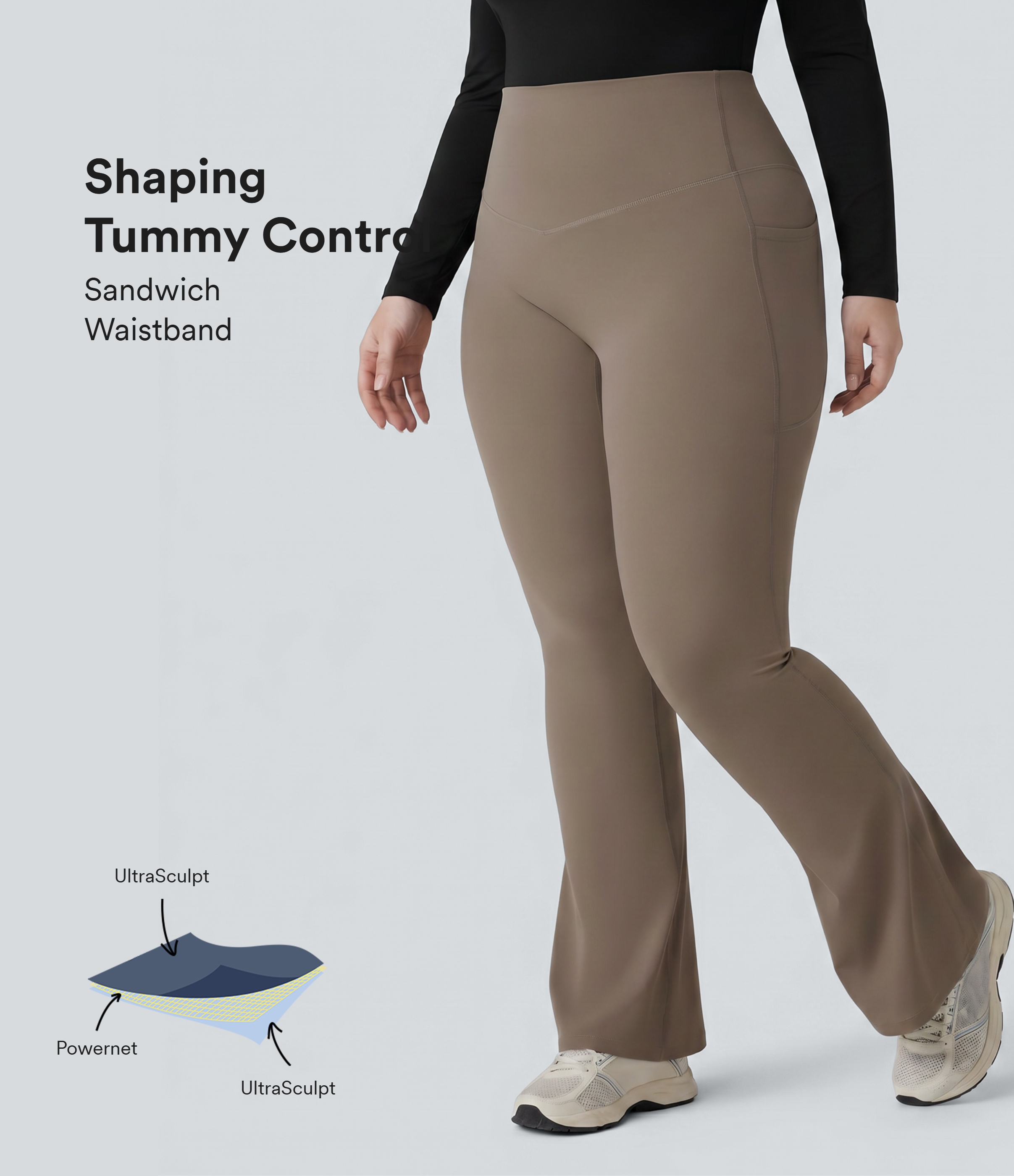 Halara UltraSculpt™ High Waisted Tummy Control Pocket Shaping Women Yoga Bootcut Plus Size Leggings