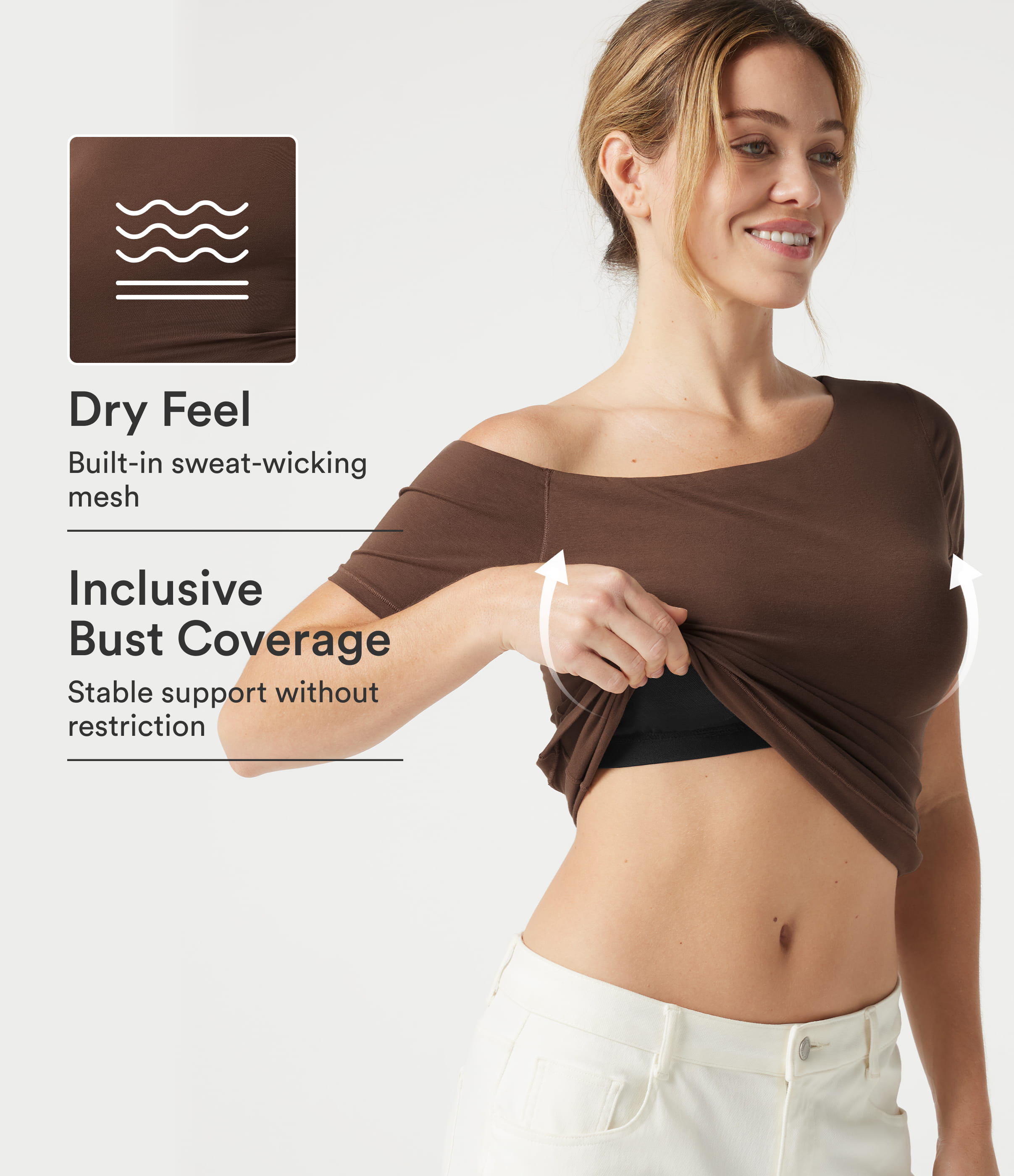 Halara Cotton Jersey One-Shoulder Built-in Bra Casual T-Shirt B-DD Cups