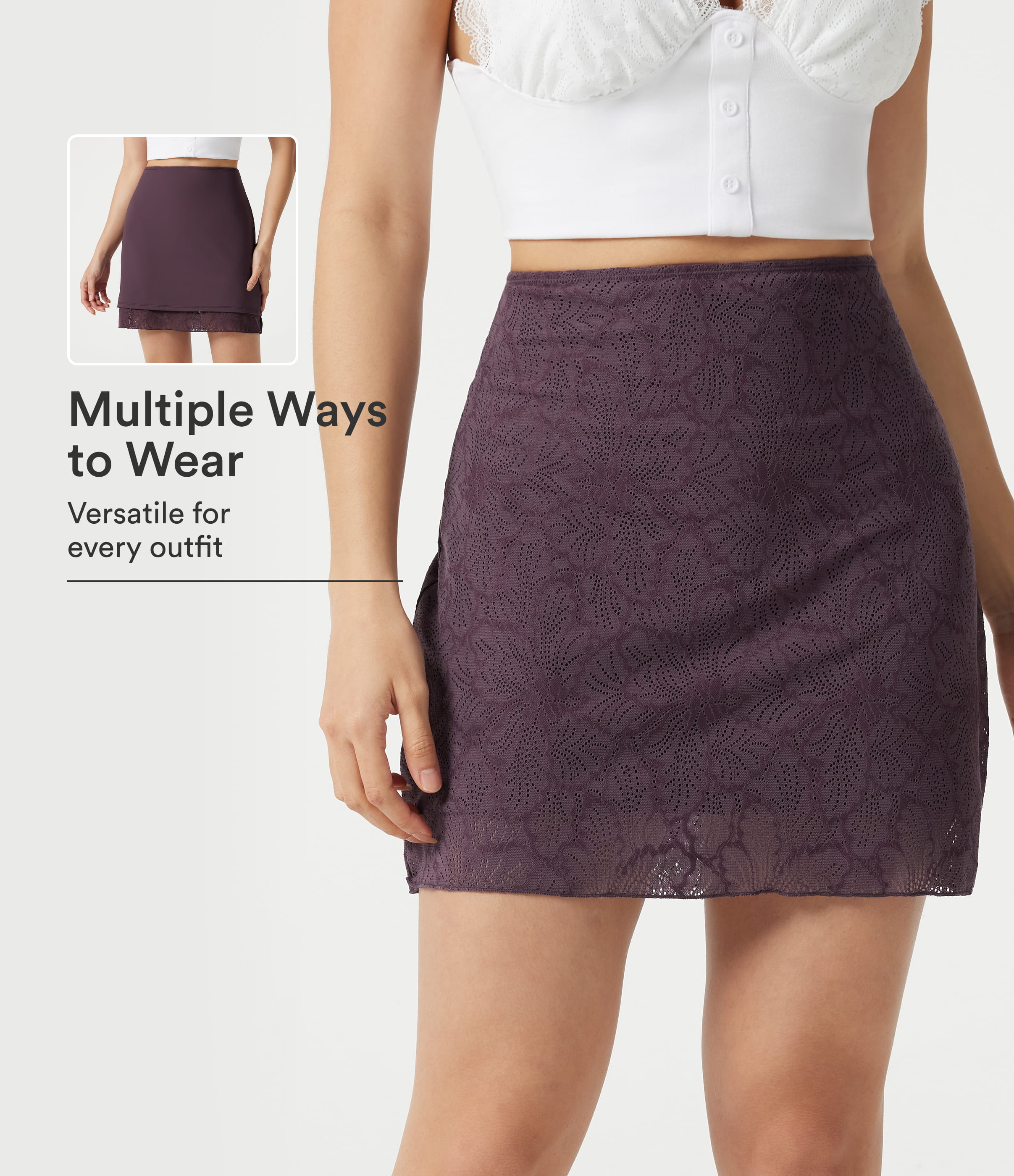 SoftlyZero™ High Waisted Contrast Lace Mini Casual Skirt