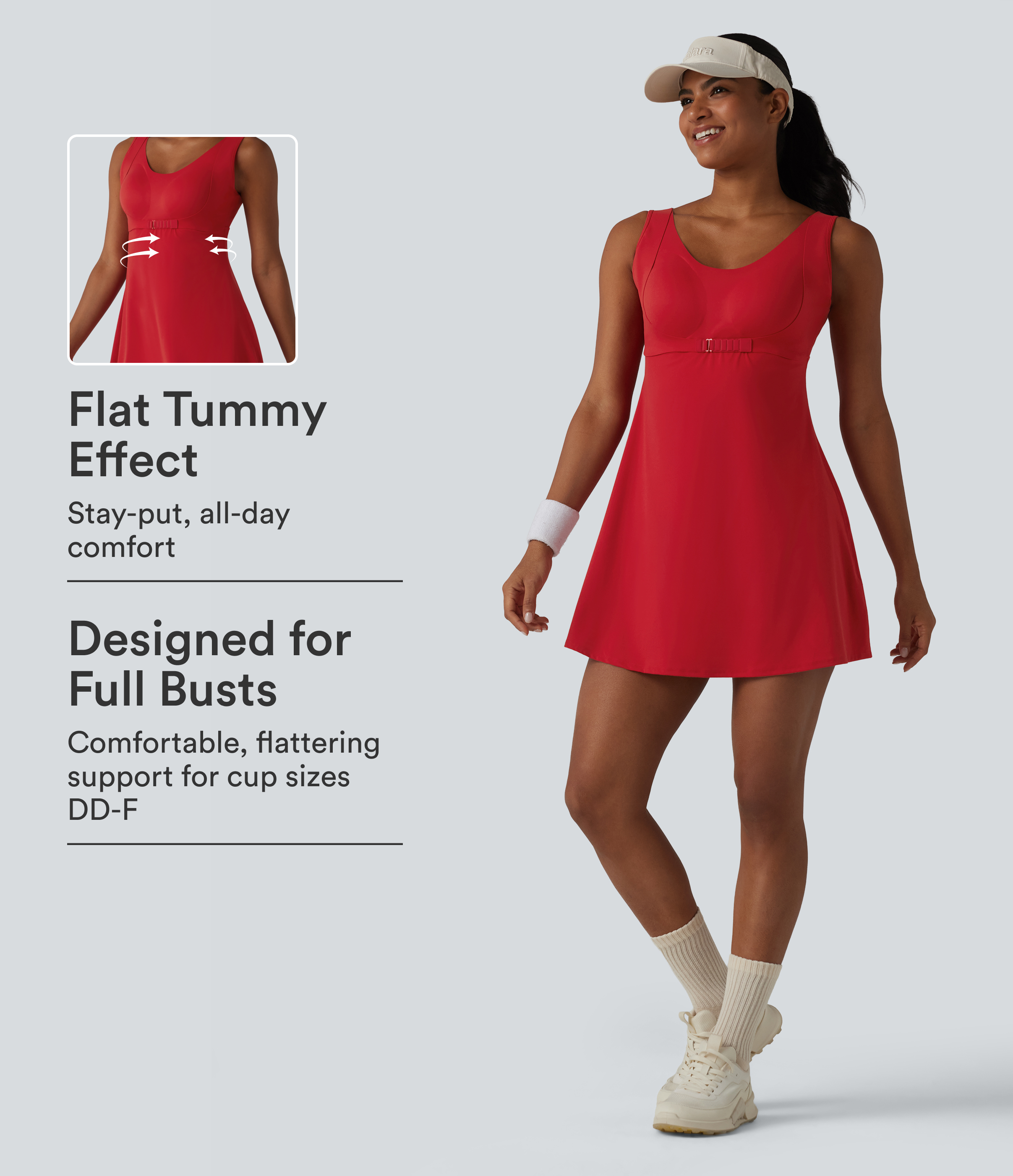 Halara UltraSculpt™ Push-Up 2-in-1 Mini Tennis Active Dress DD-F Cups with Pockets-Easy Peezy Edition