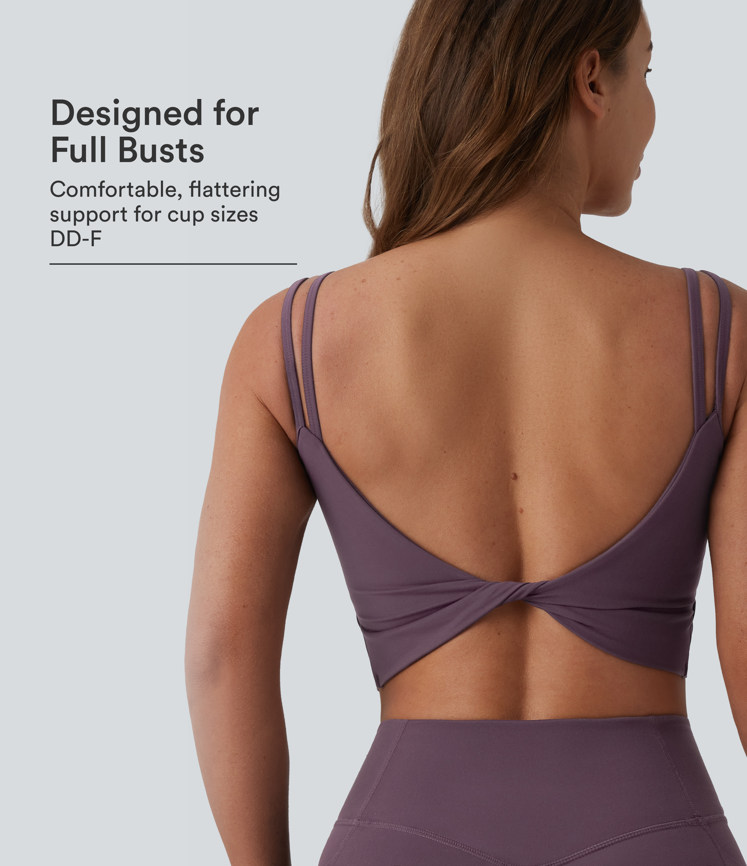 Halara UltraSculpt™ Double Straps Twisted Backless Cropped Built-in Bra Yoga Tank Top E-G Cups