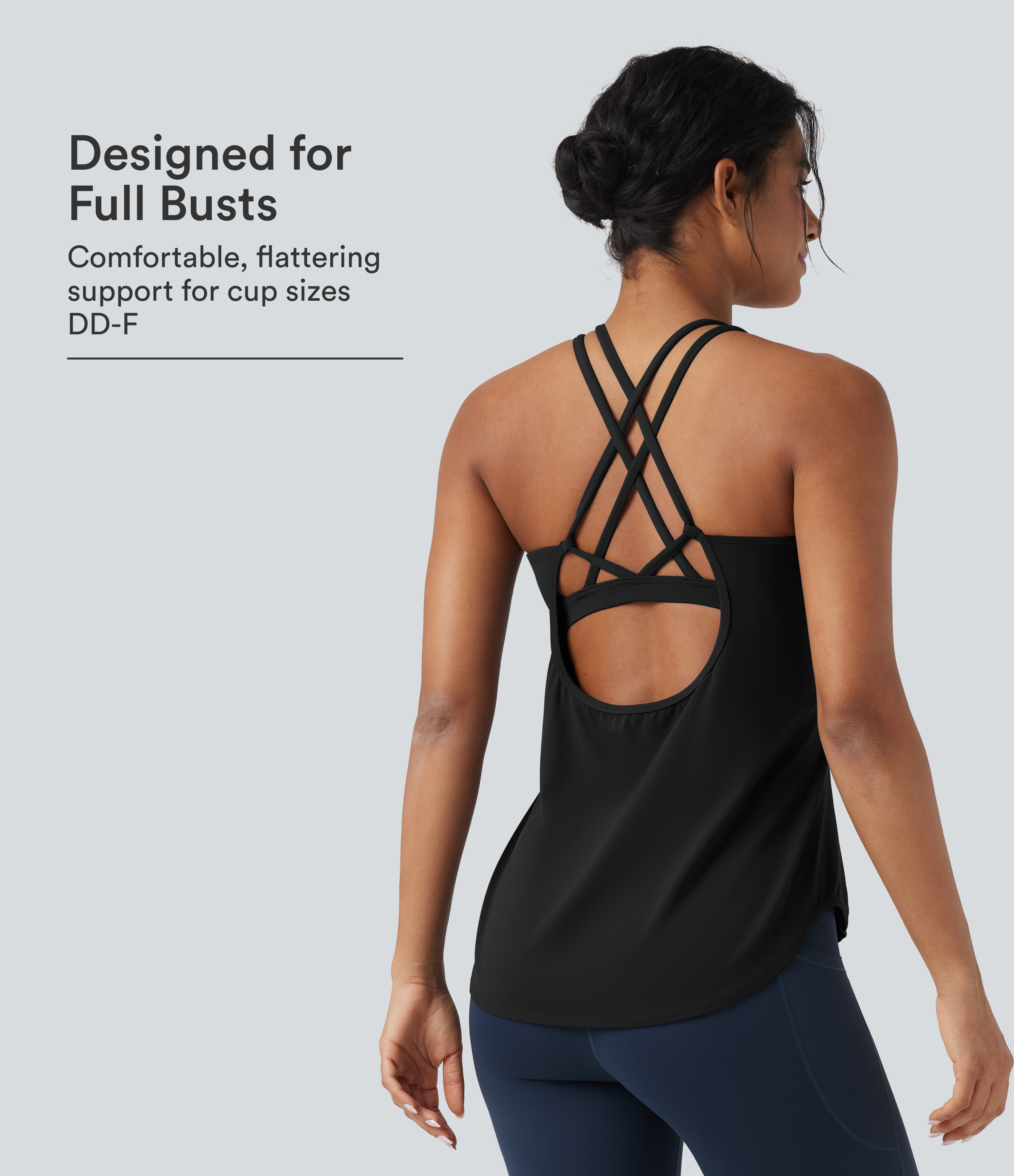 Halara UltraSculpt™ Débardeurs de running à col rond avec dos croisé, pour bonnets D-F