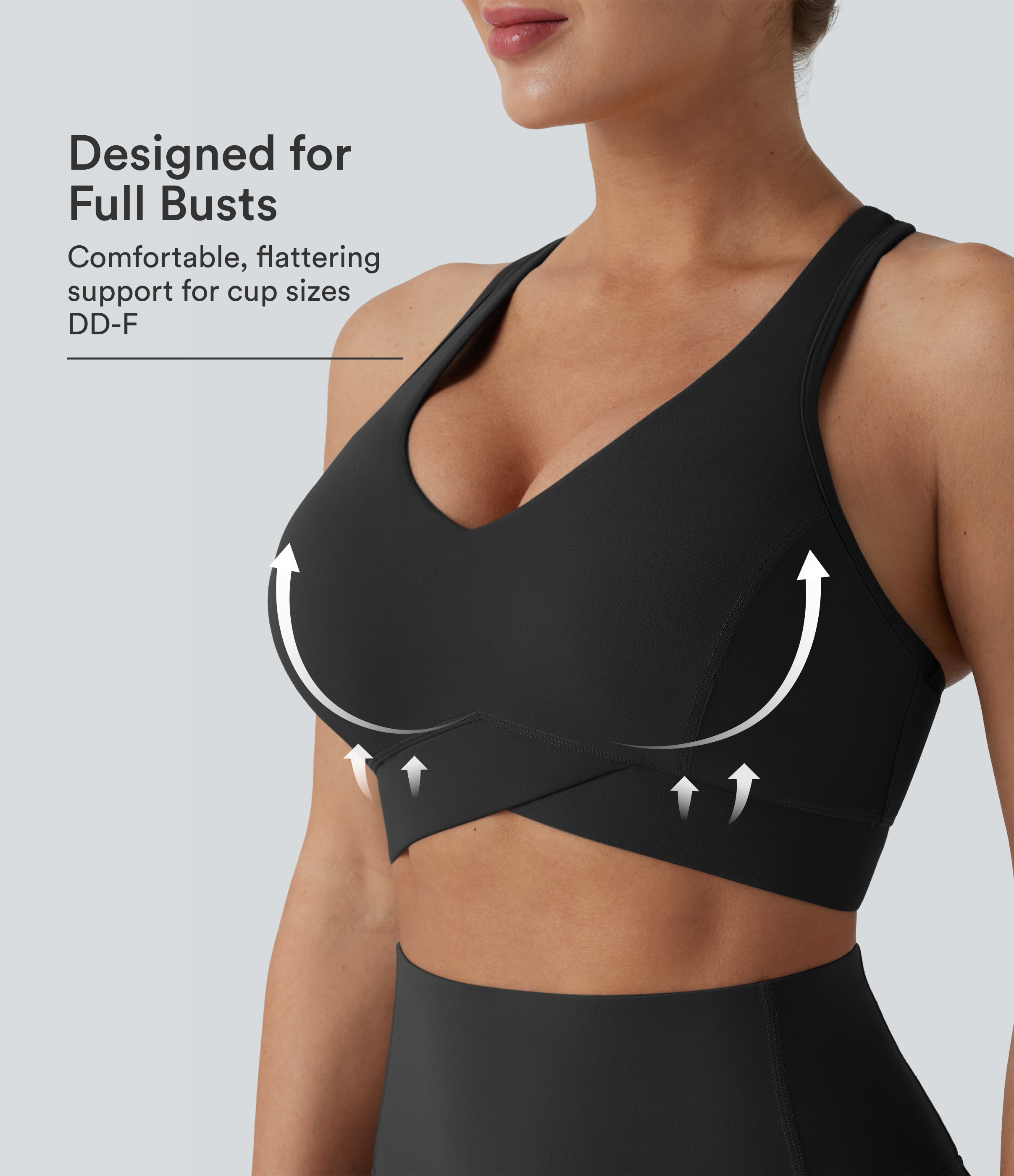 Halara UltraSculpt™ Light Support V Neck Racerback Running Sports Bra DD-F Cups
