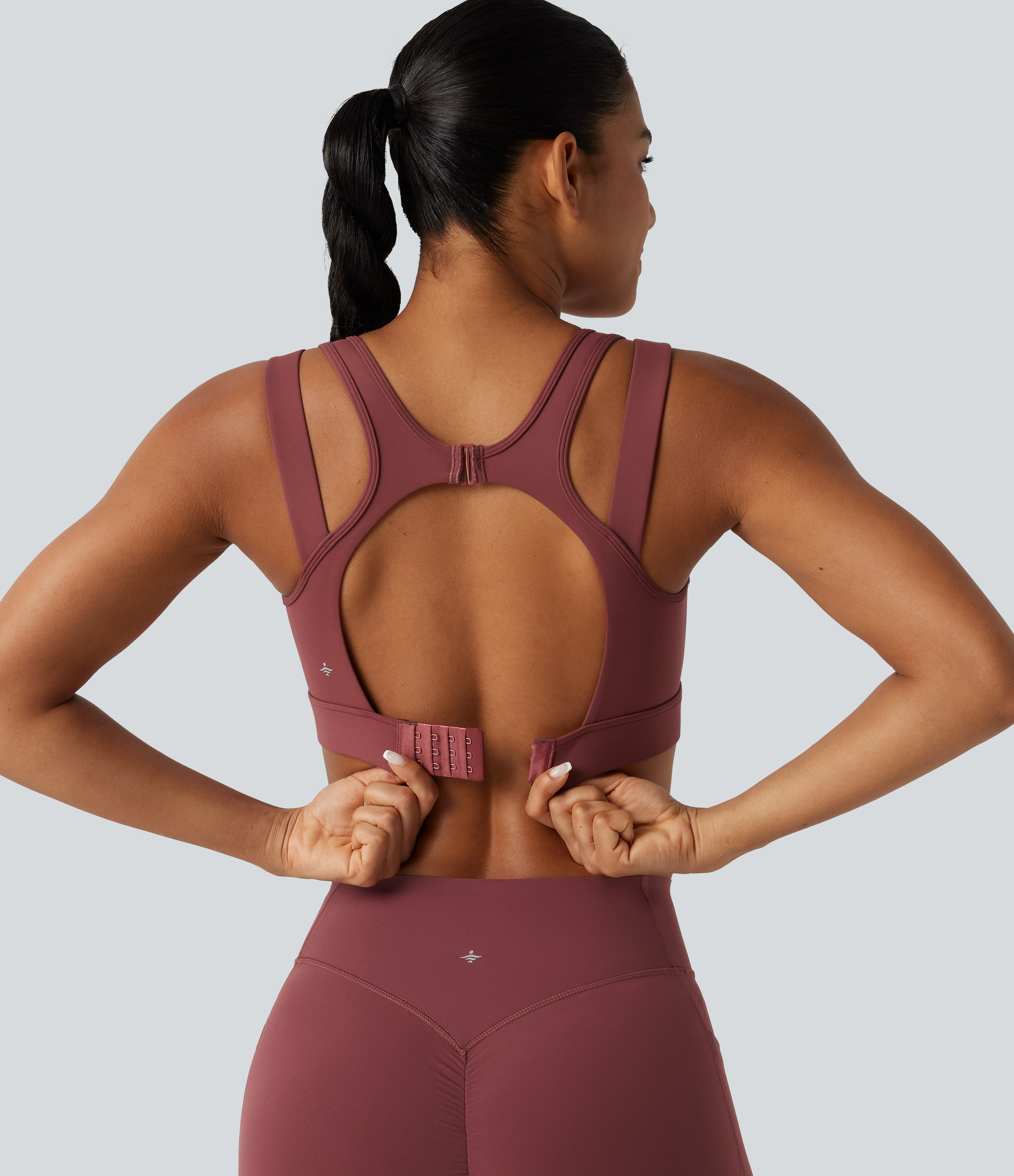 High Support V-neck Backless Adjustable Buckle Non-Removable Pad Running Sports Bra
