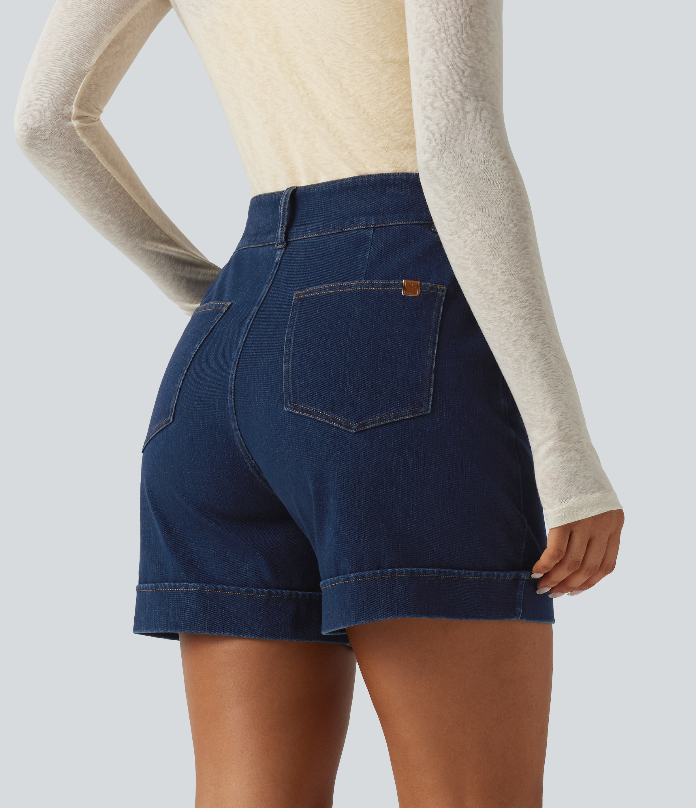 Inkling Blue Denim Halara Flex™ High Waisted Denim Casual Shorts 5'' with Pockets / 2