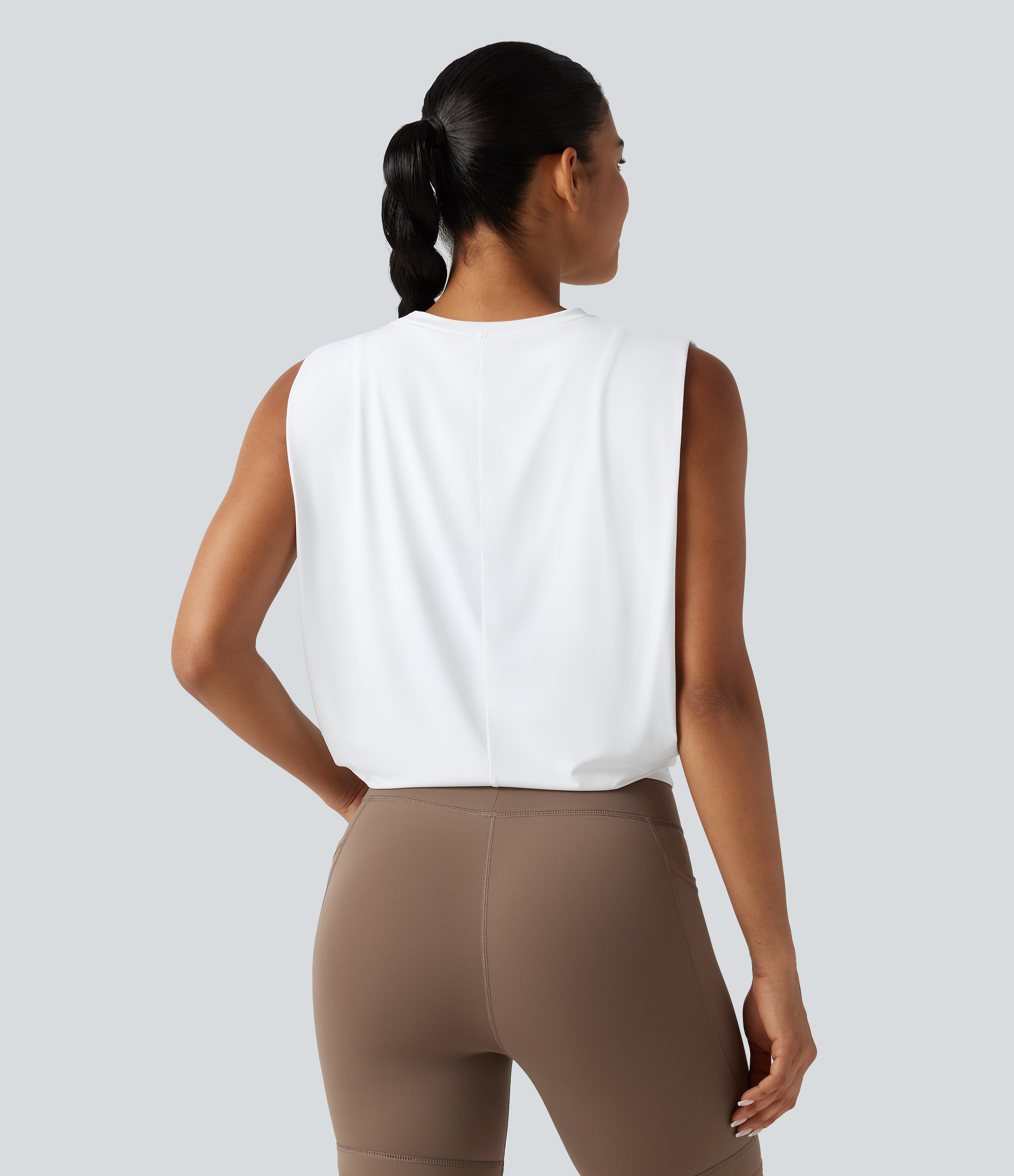 Branco Top cropped de ioga com decote redondo e toque refrescante – UPF50+ / 2