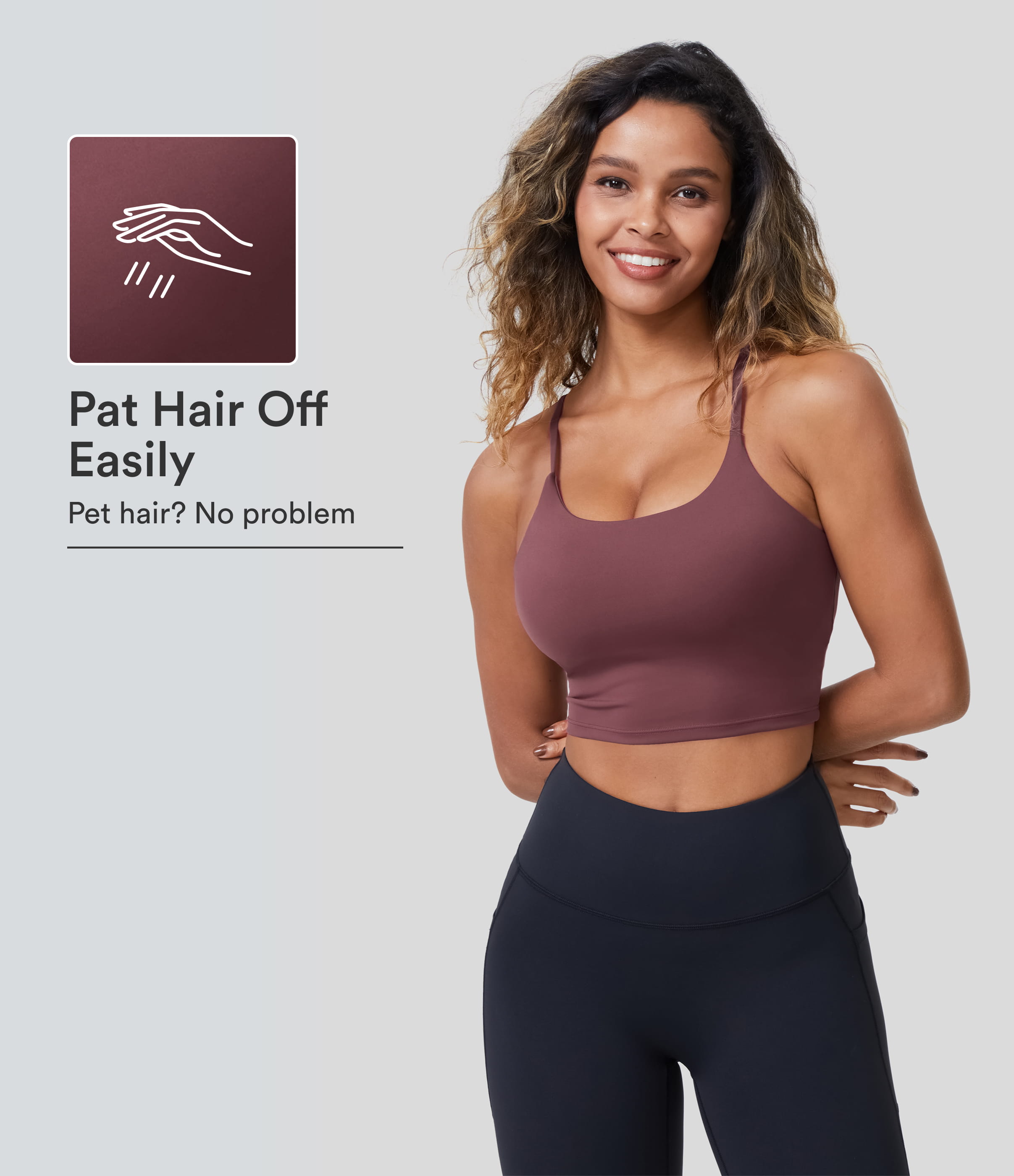 Patitoff® Tierhaarresistentes, gepolstertes, kurzes Yoga-Cami
