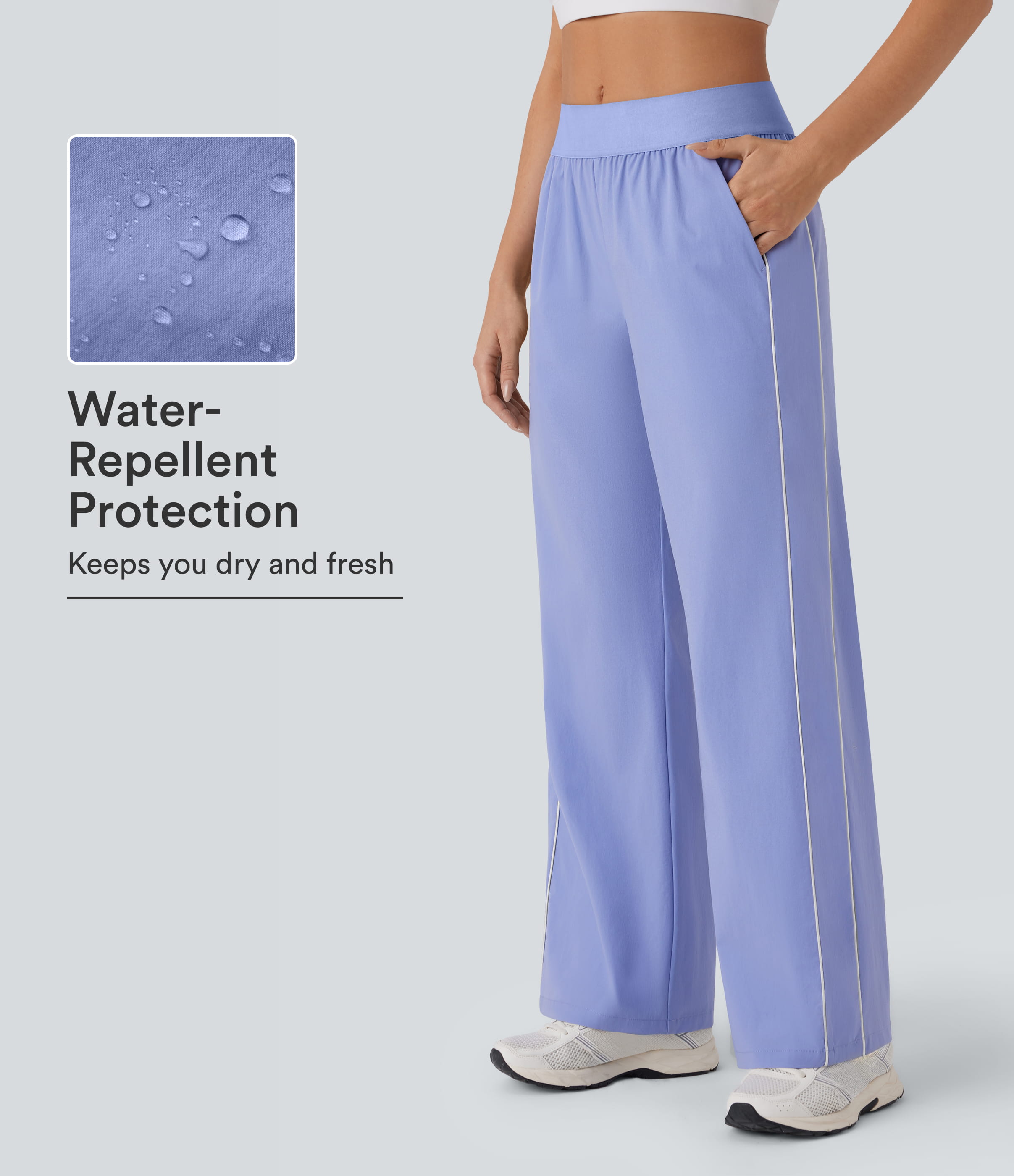 Water Repellent Wear-Resistant Reflective Mid Rise Pocket Straight Leg Yoga Pants