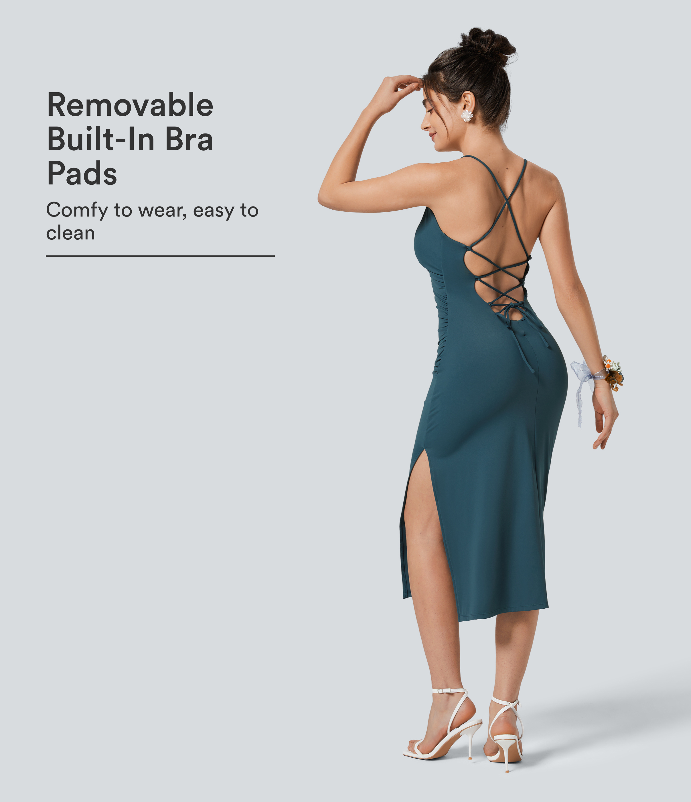 Softlyzero™ Airy Crossover Ruched Backless Lace Up Split Bodycon  Bridesmaid and Wedding Guest Dress-UPF50+