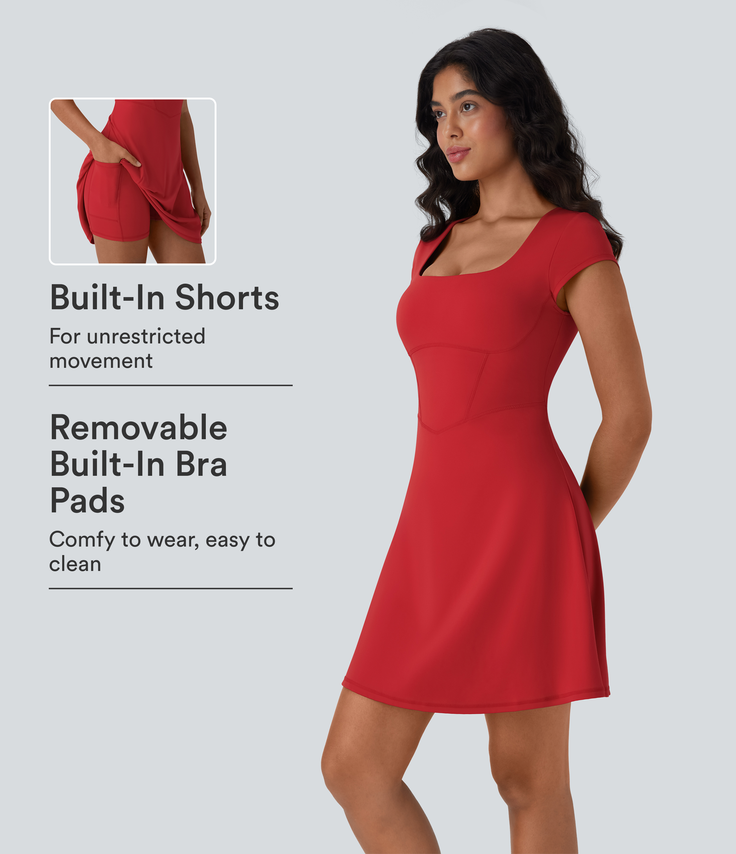 SoftlyZero™ Plush Square Neck Corset 2-in-1 Mini Casual Dress with Pockets