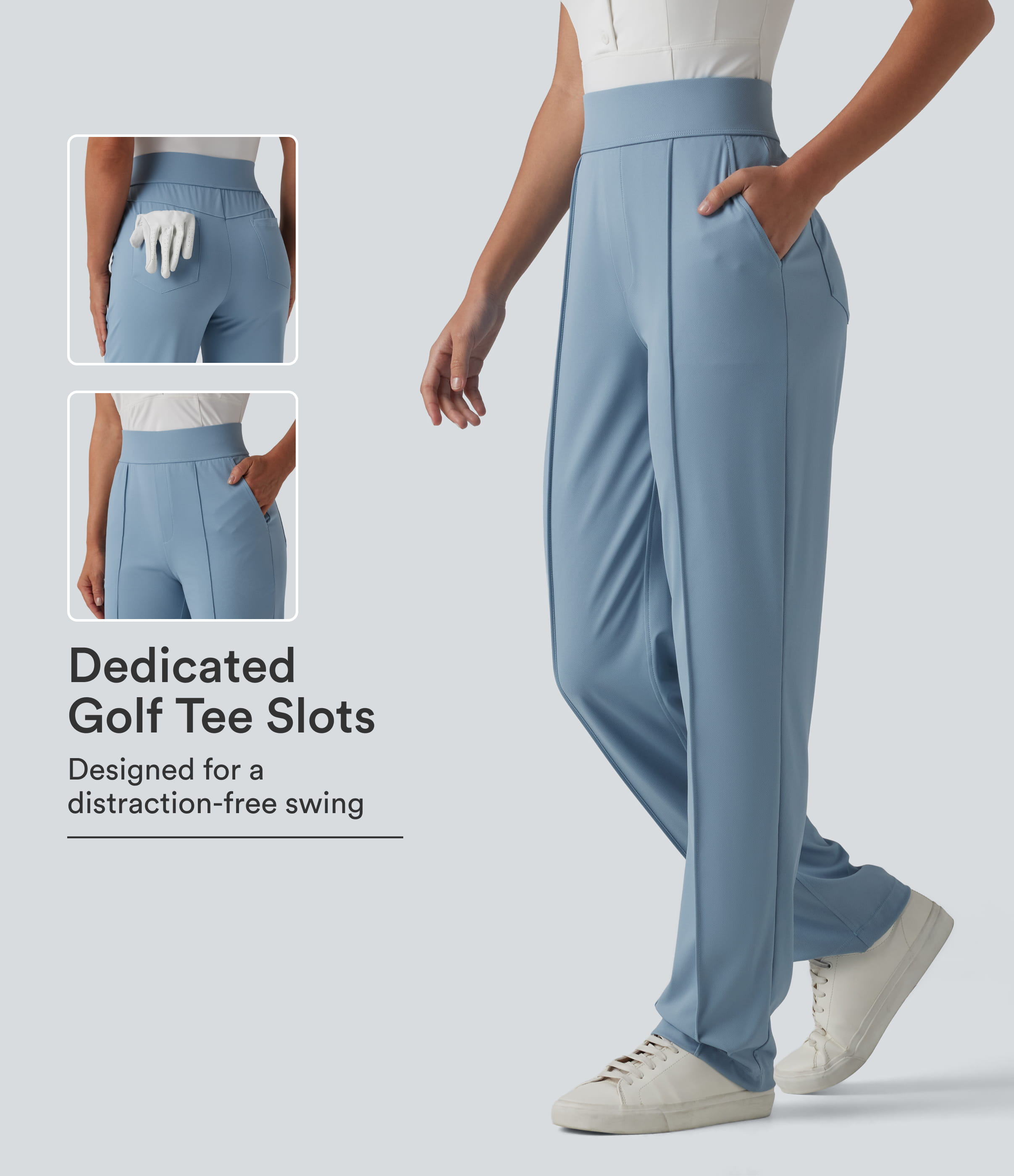  High Waisted Quick Dry Golf Pants with Pockets-Golf Tee-UPF40+