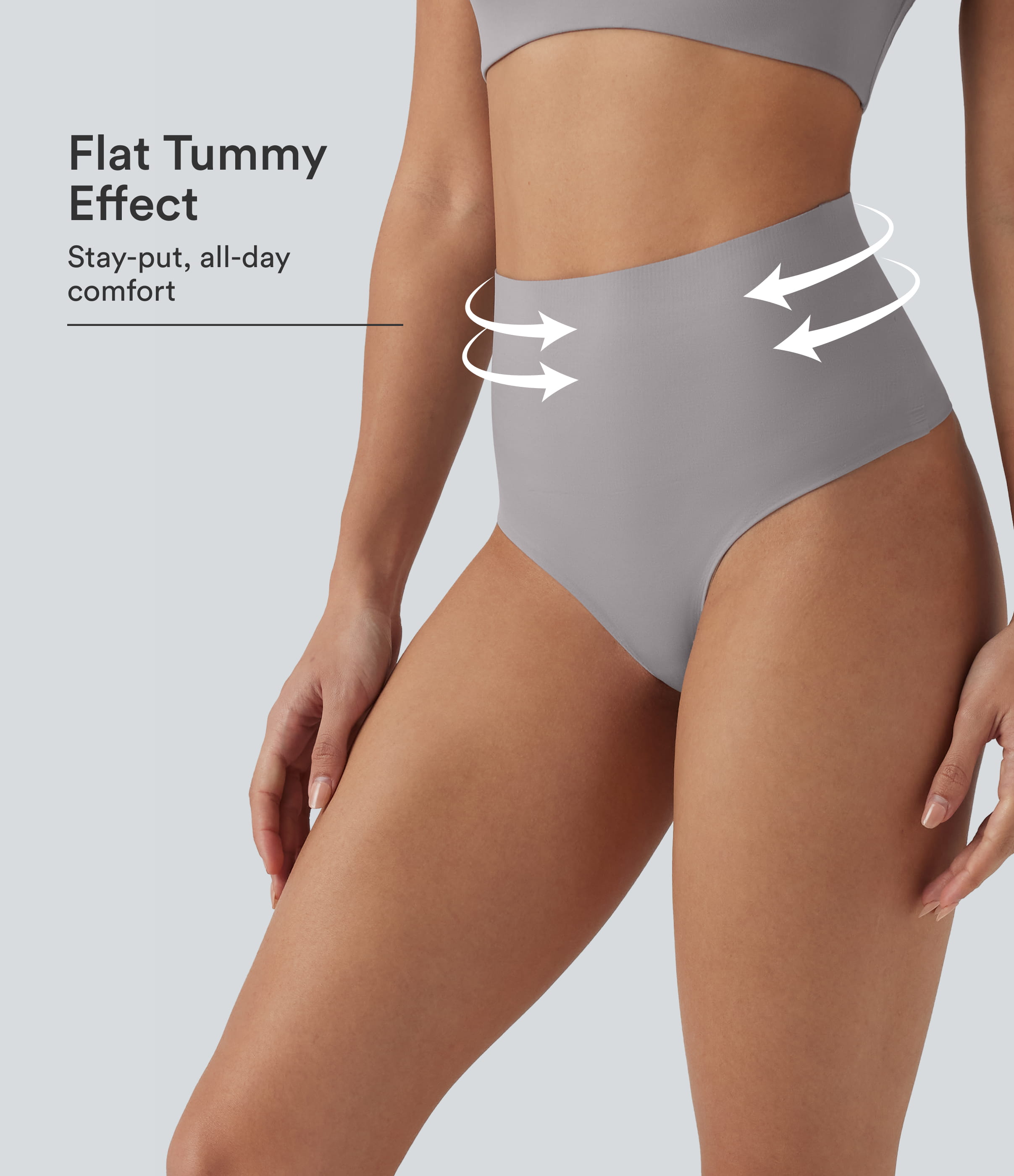 Steel Gray High Waisted Tummy Control Lounge Underwear Thong / 1