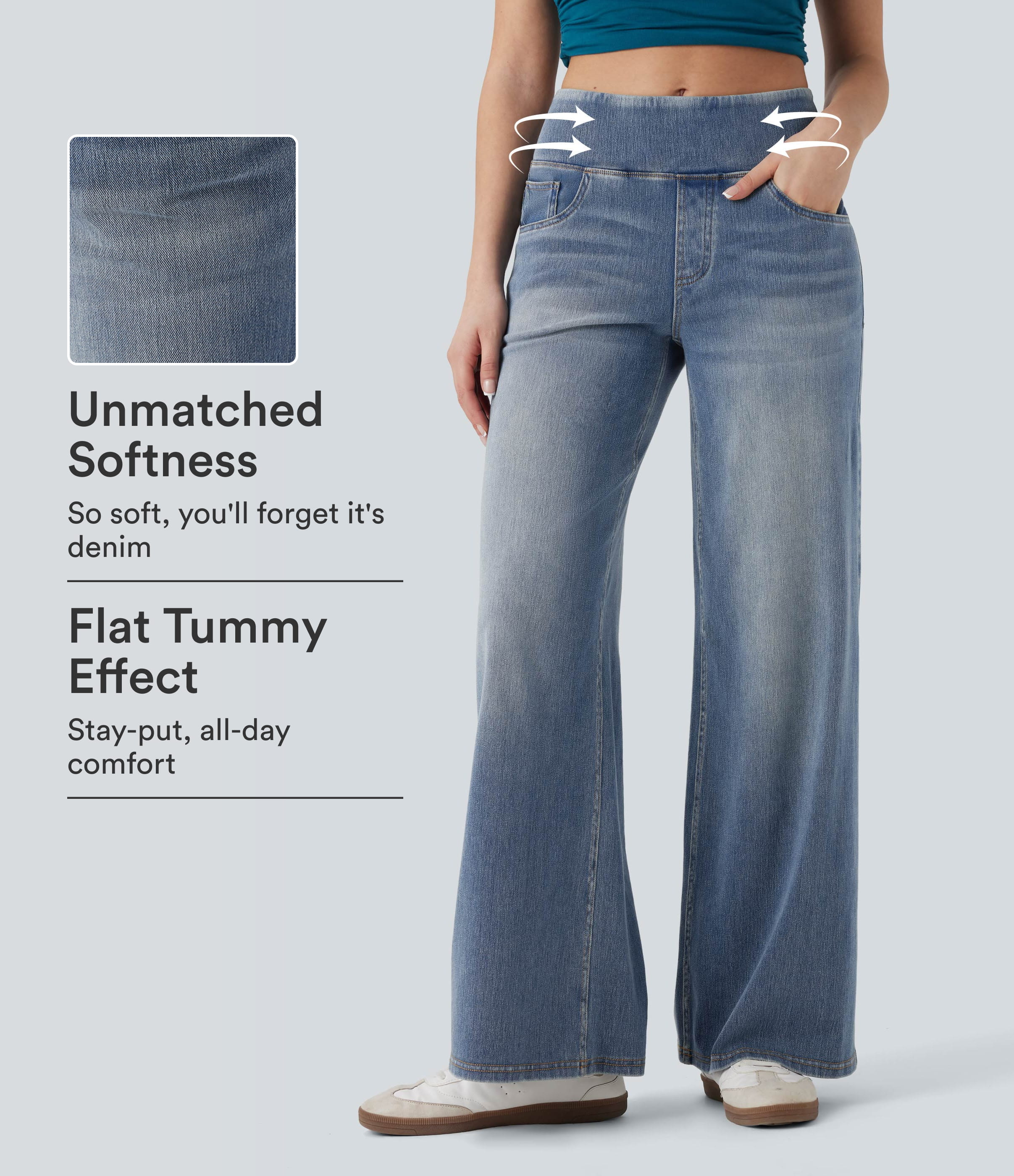Halara Flex™ Mid Rise Tummy Control Casual Baggy Jeans with Pockets