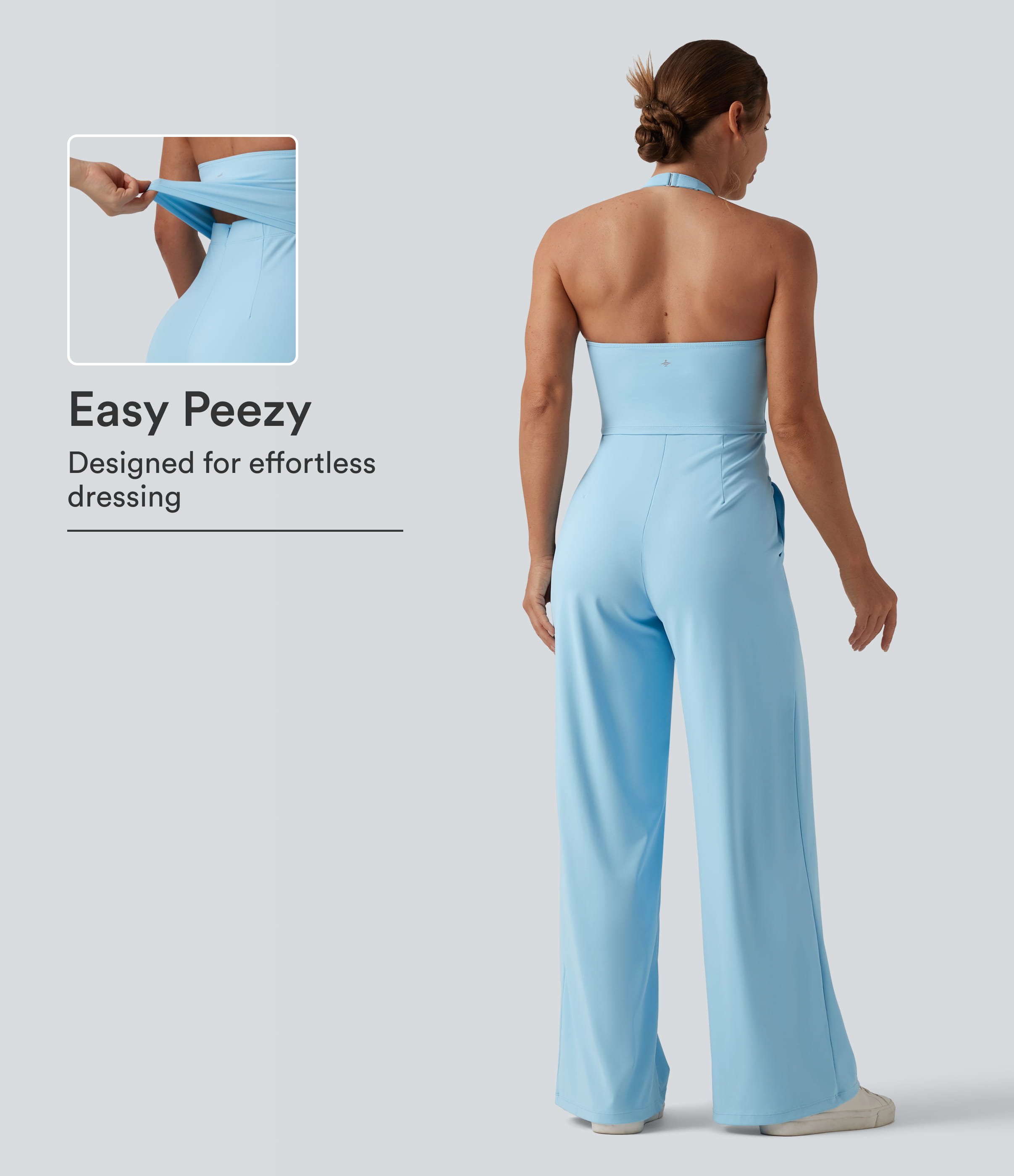 Spun Sugar SoftlyZero™ Airy Halter InstantCool Casual Jumpsuit with Pockets-Easy Peezy Edition / 1