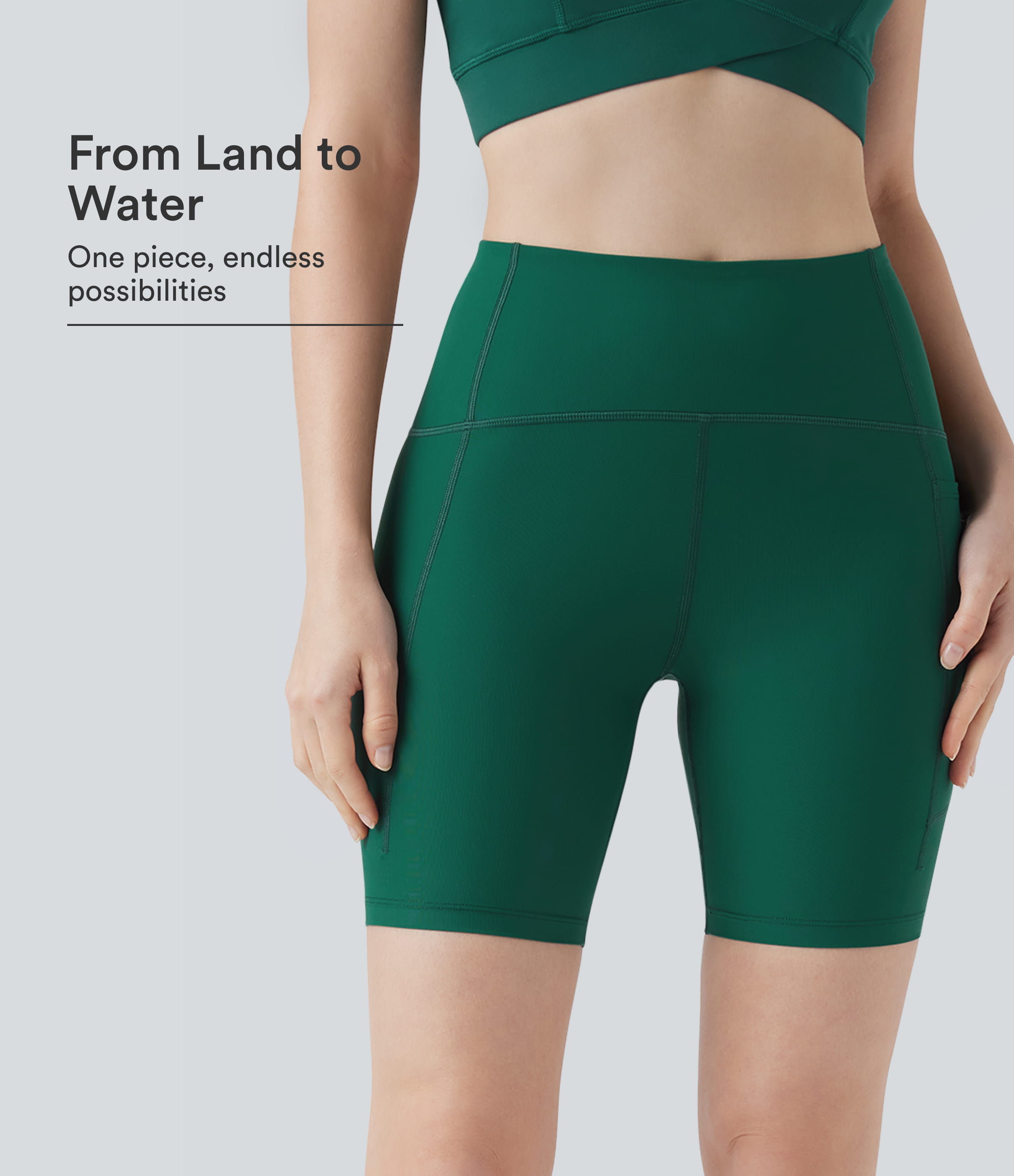 Land to Water High Waisted Bikini Bottoms 7'' with Pocket